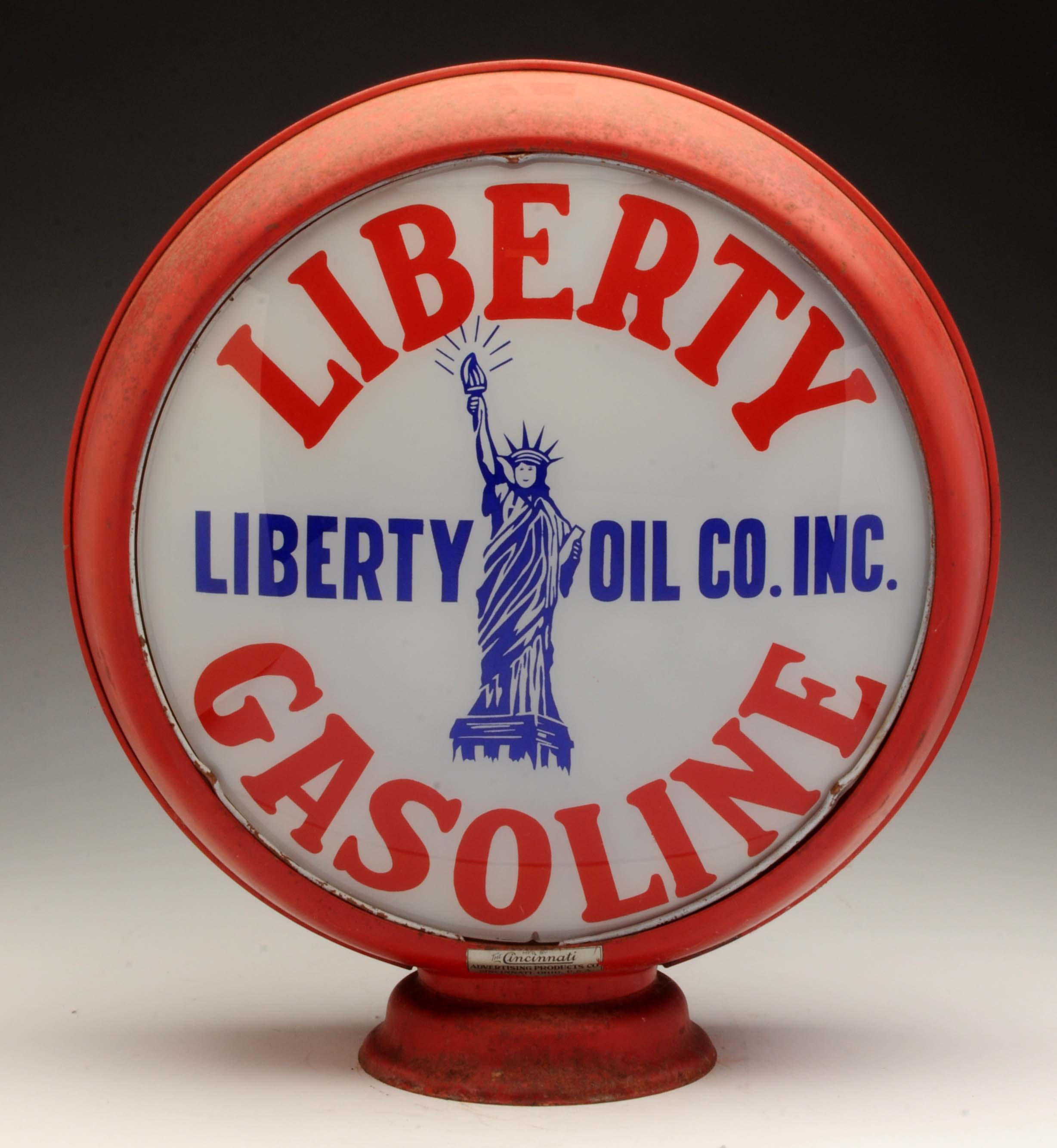 Lot Detail Liberty Gasoline 15" Complete Globe Liberty Oil Company.