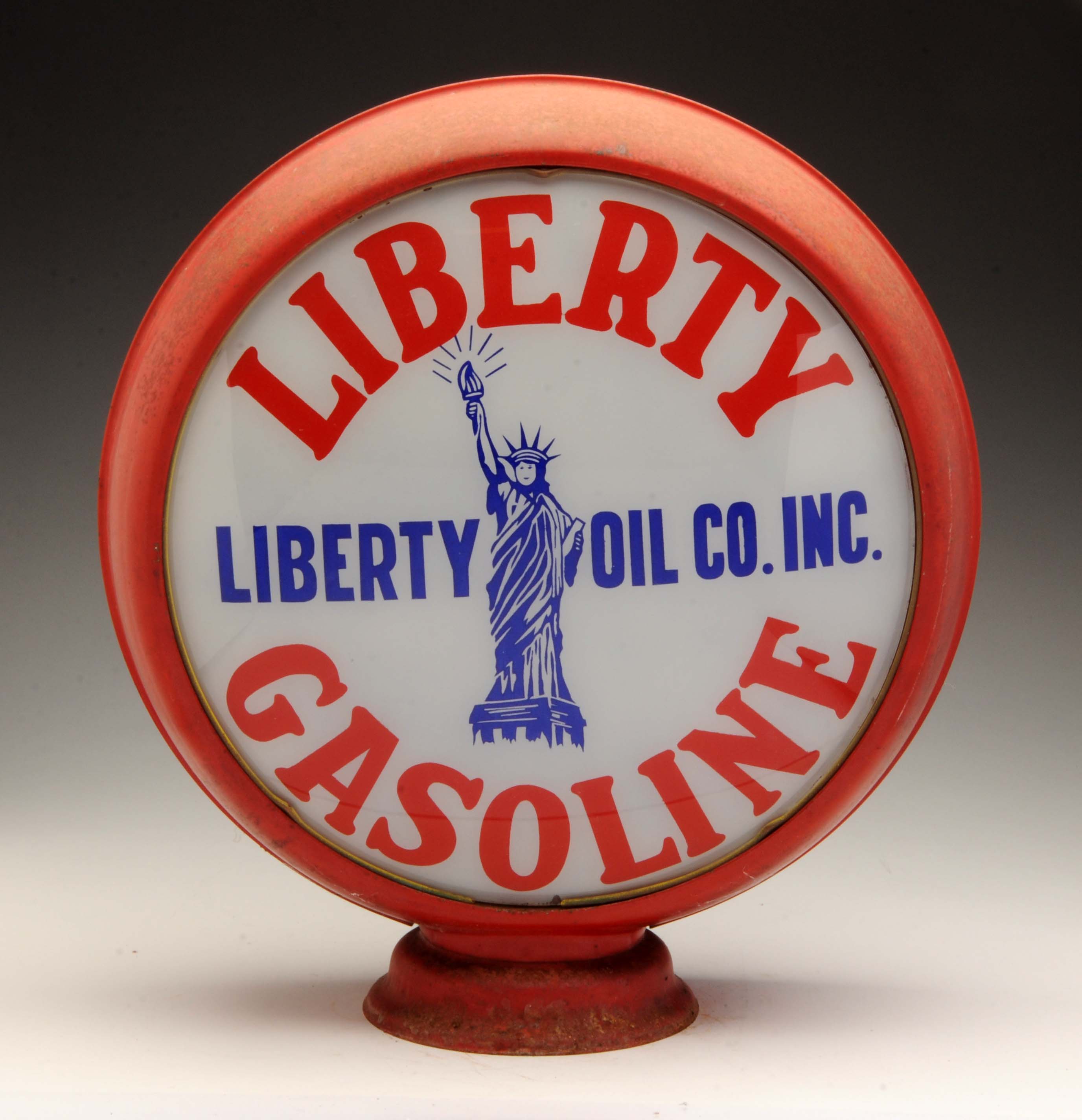 Lot Detail LIBERTY GASOLINE 15" COMPLETE GLOBE LIBERTY OIL COMPANY.