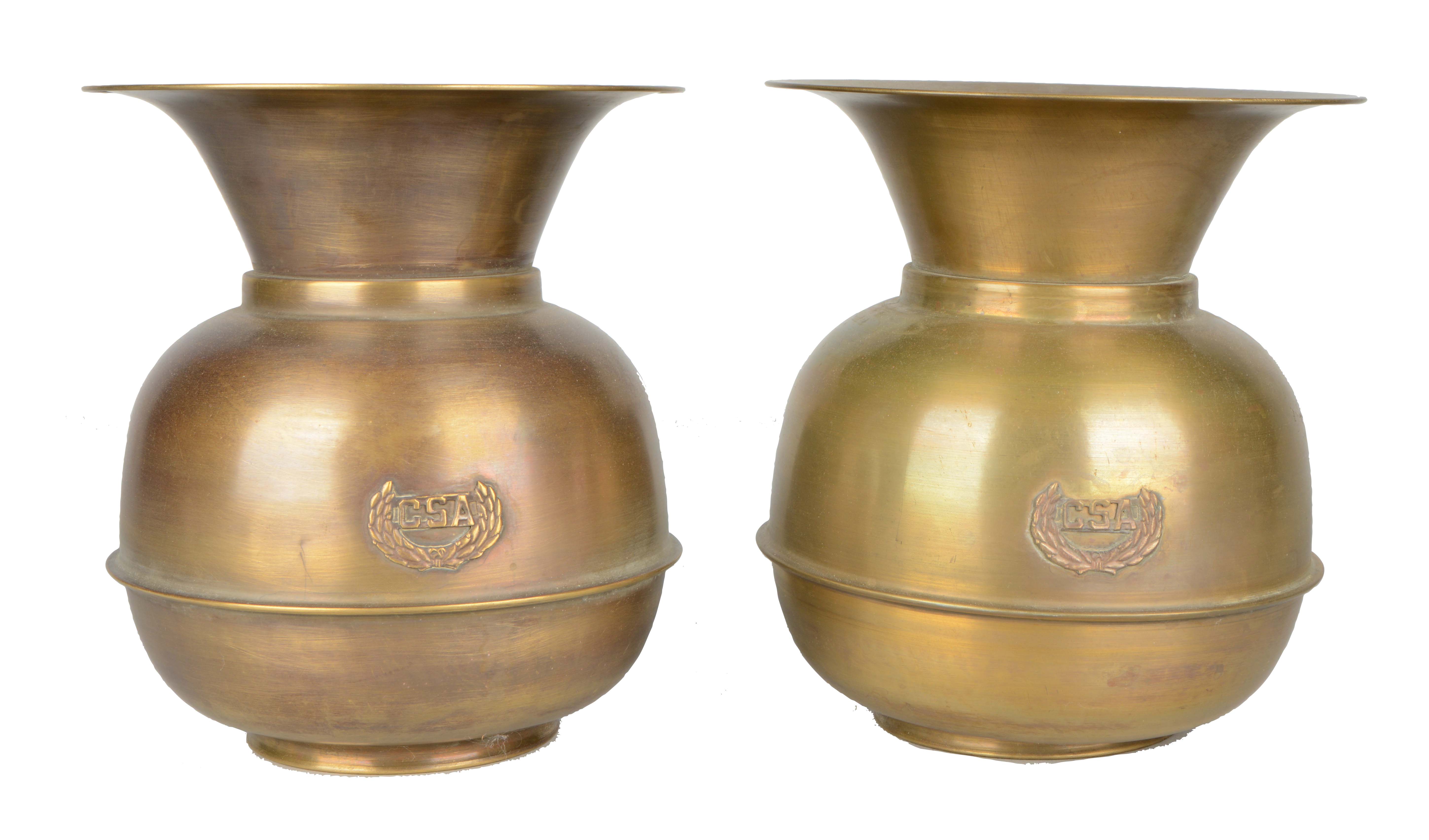 Lot Detail LOT OF 2 REPRODUCTION BRASS SPITTOONS.