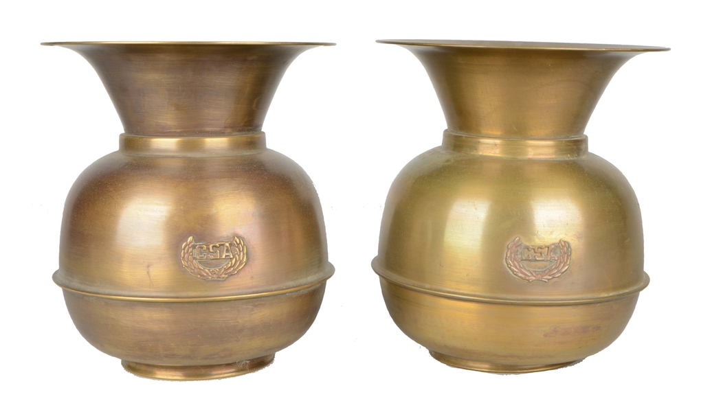 Lot Detail LOT OF 2 REPRODUCTION BRASS SPITTOONS.