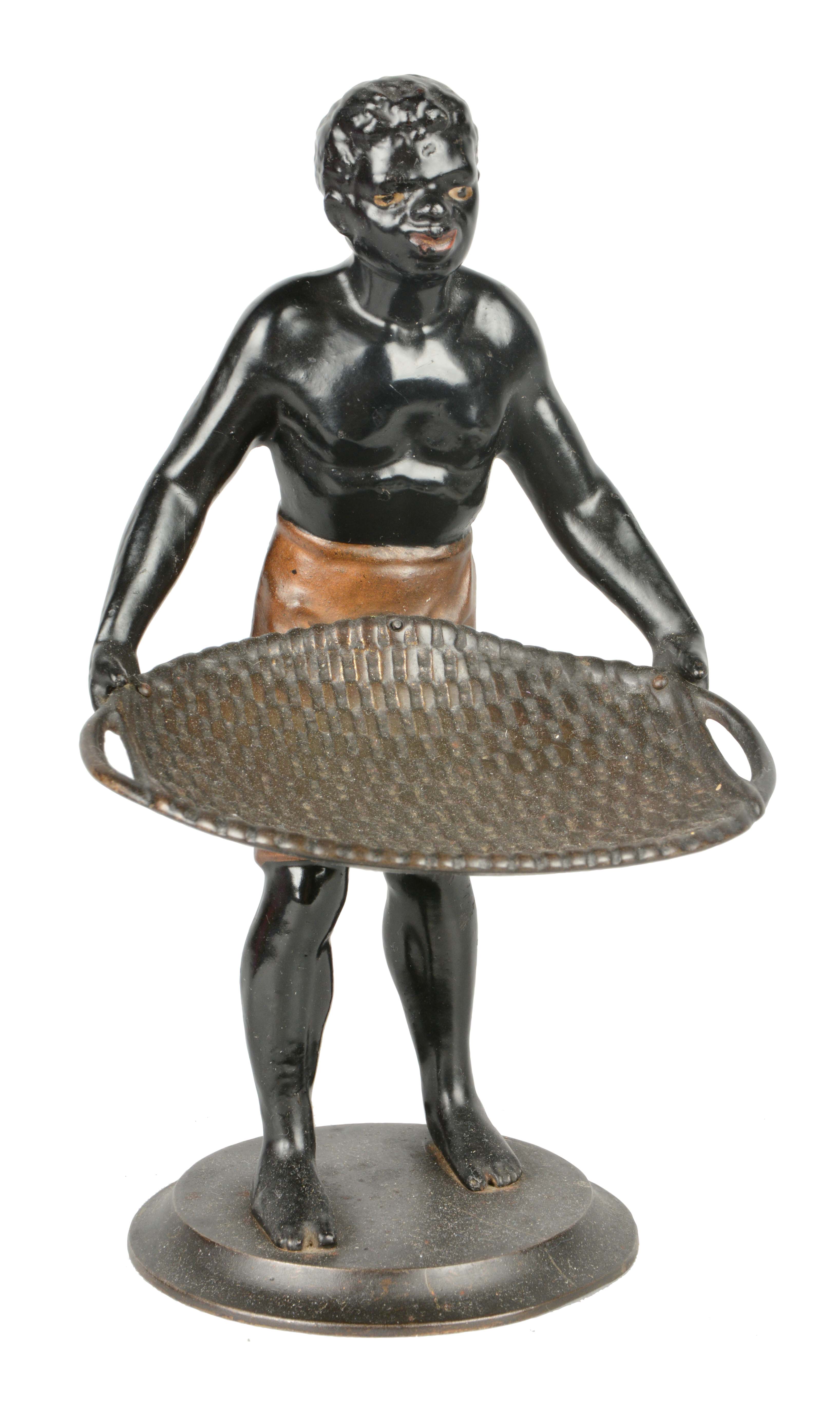 Lot Detail CAST IRON BLACKAMOOR MAN BUSINESS CARD HOLDER.