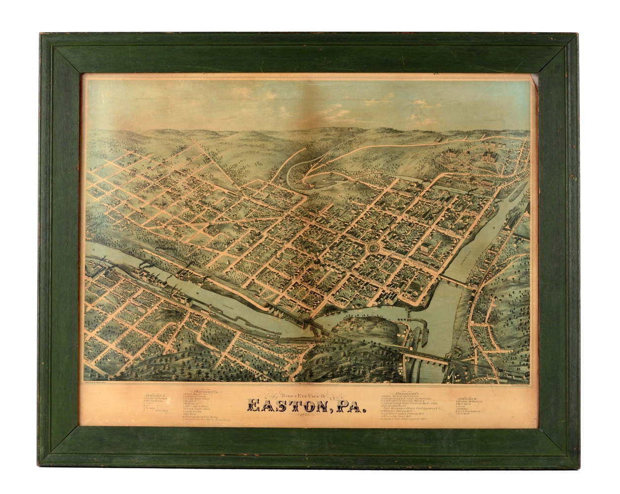 Lot Detail FRAMED BIRDSEYE VIEW OF EASTON, PA.