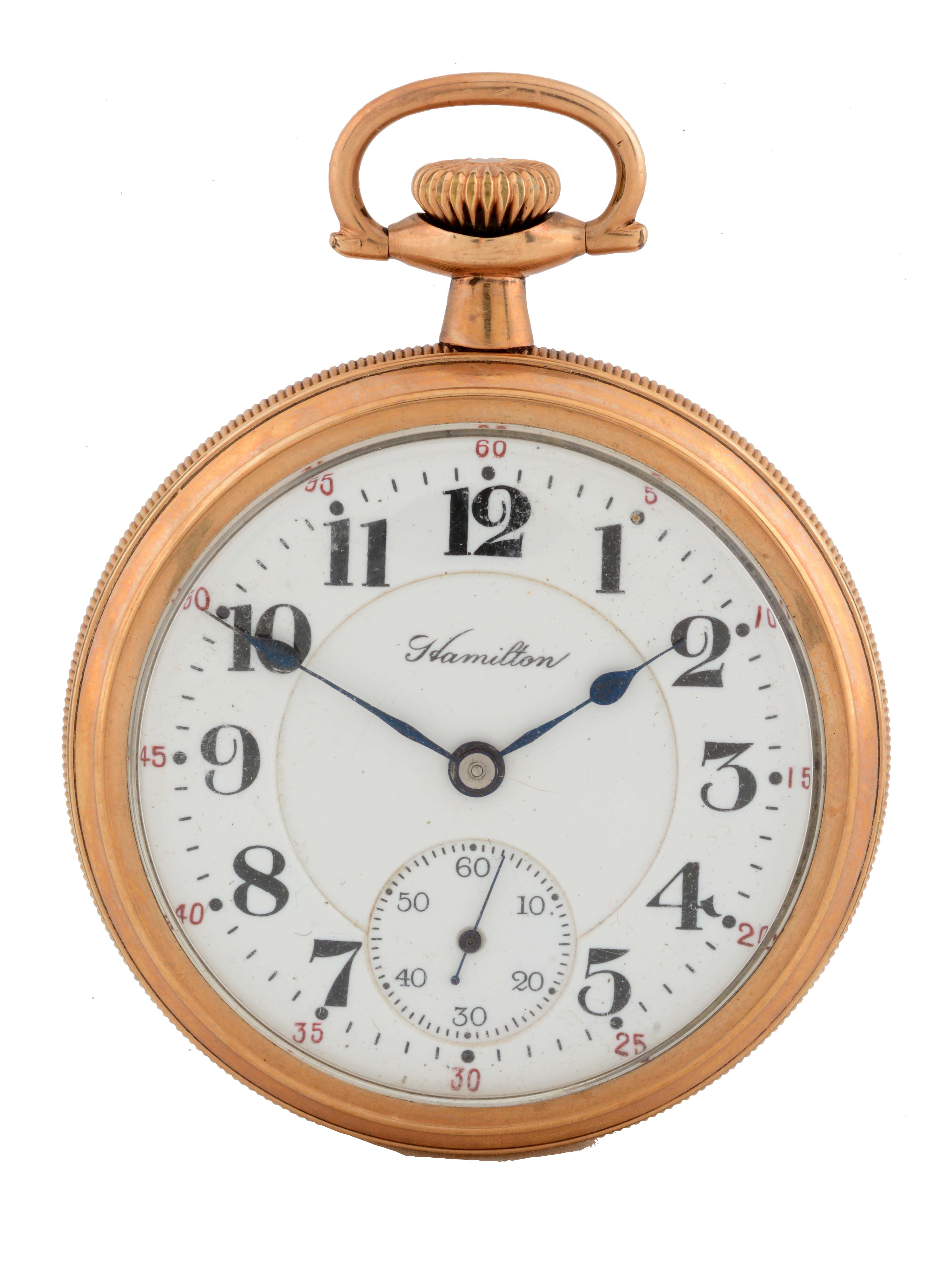 Lot Detail GOLD FILLED HAMILTON OPEN FACE POCKET WATCH.