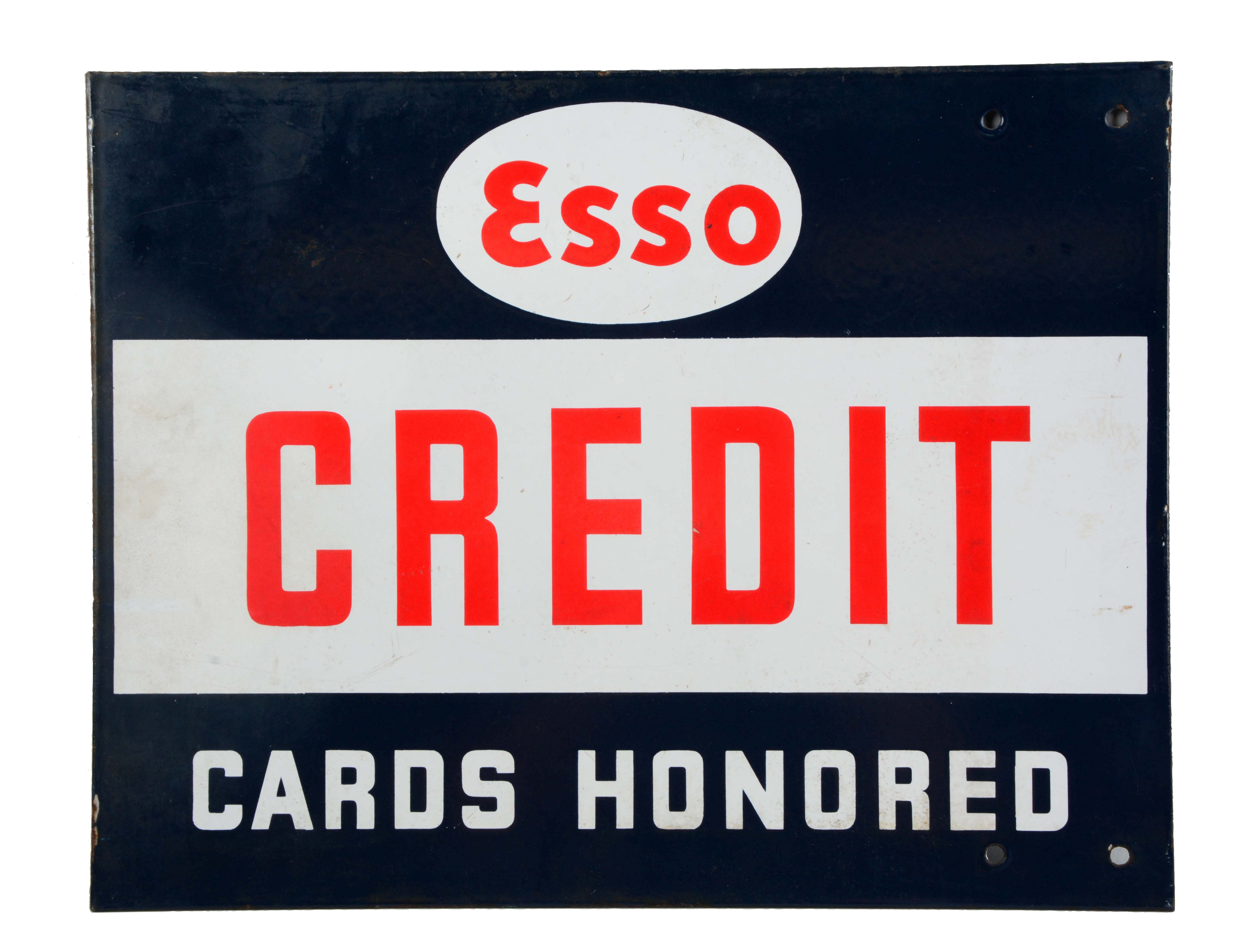 Lot Detail ESSO CREDIT CARDS HONORED PORCELAIN SIGN.