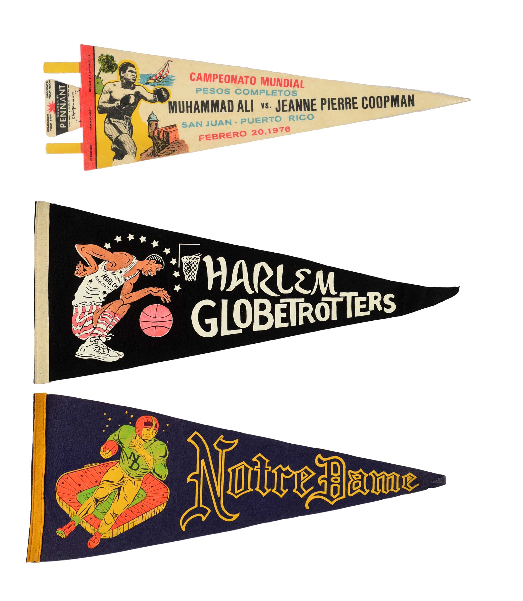 Lot Detail LOT OF 3 VINTAGE SPORTS PENNANTS.