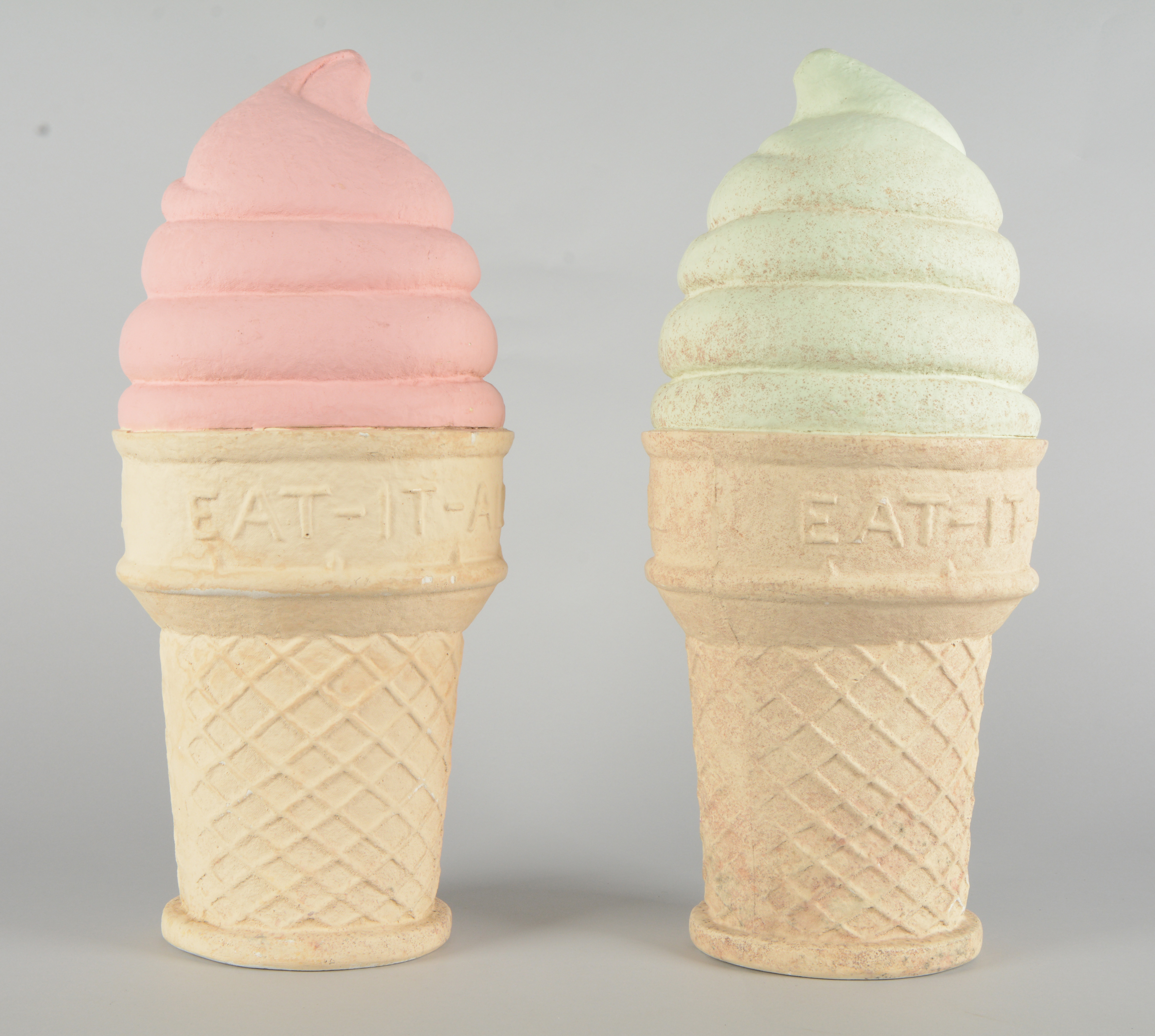 Lot Detail LOT OF 2 FIGURAL EATITALL ICE CREAM CONE DISPLAYS.