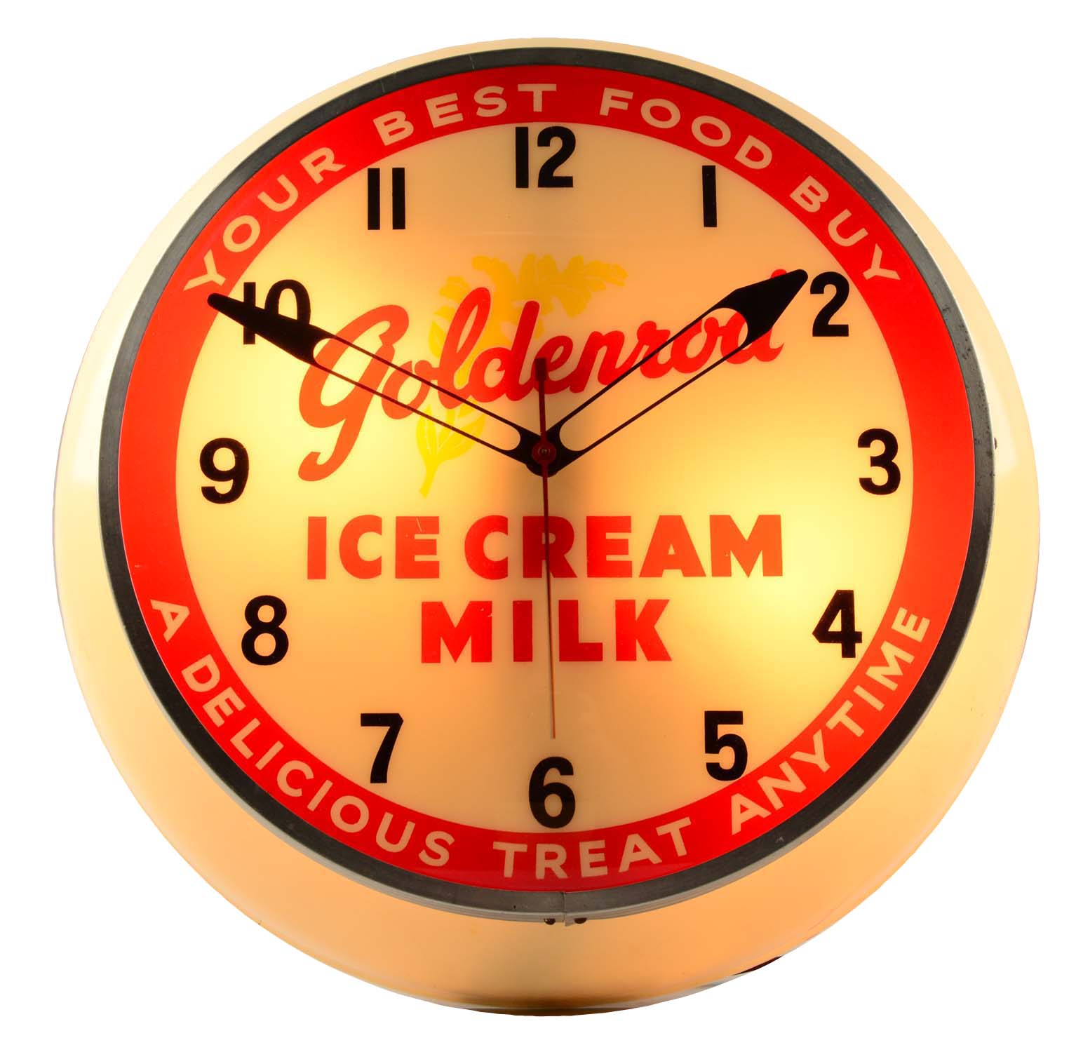 Lot Detail GOLDEN ROD ICE CREAM LIGHTED CLOCK.