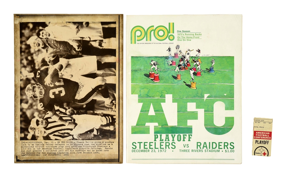 Lot Detail LOT OF 3 1972 PITTSBURGH STEELERS "IMMACULATE RECEPTION