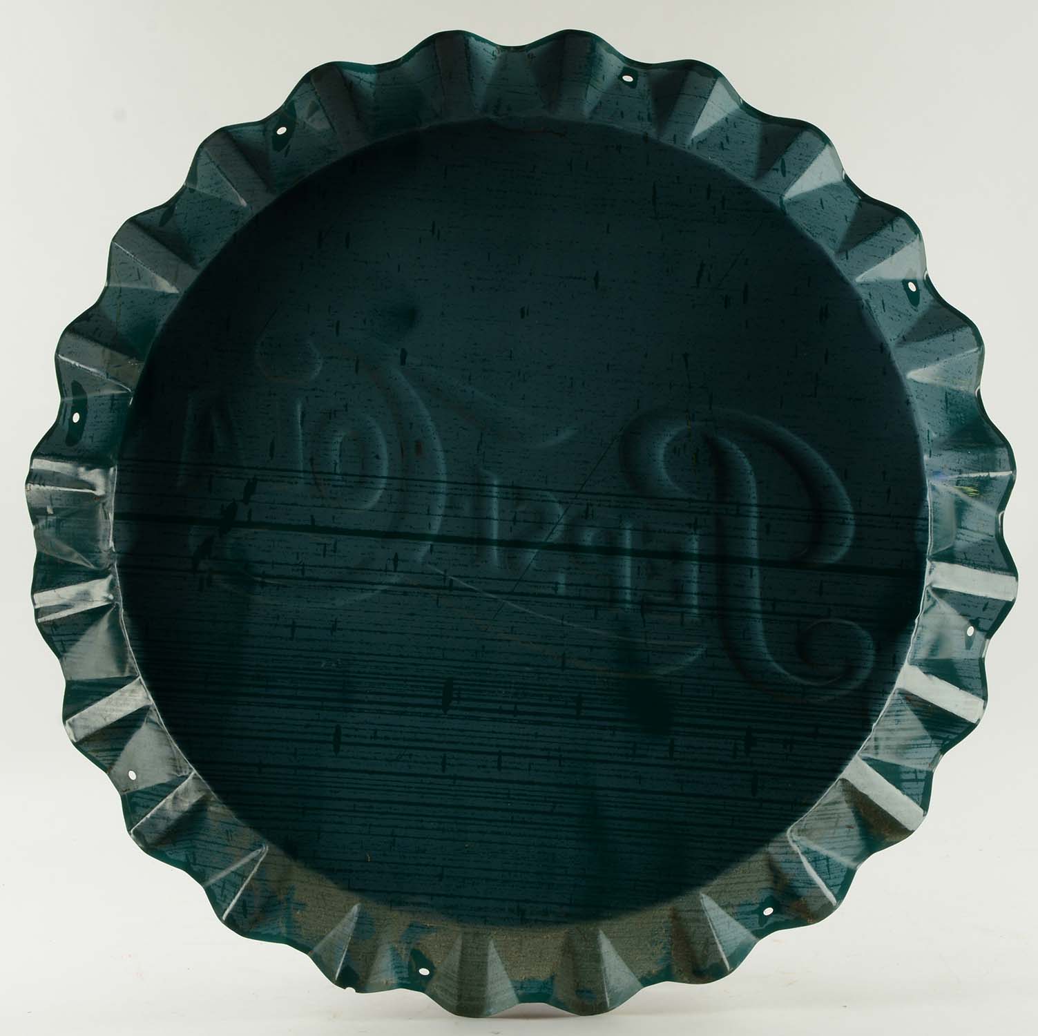 Lot Detail PEPSICOLA BOTTLE CAP SHAPED EMBOSSED TIN SIGN.