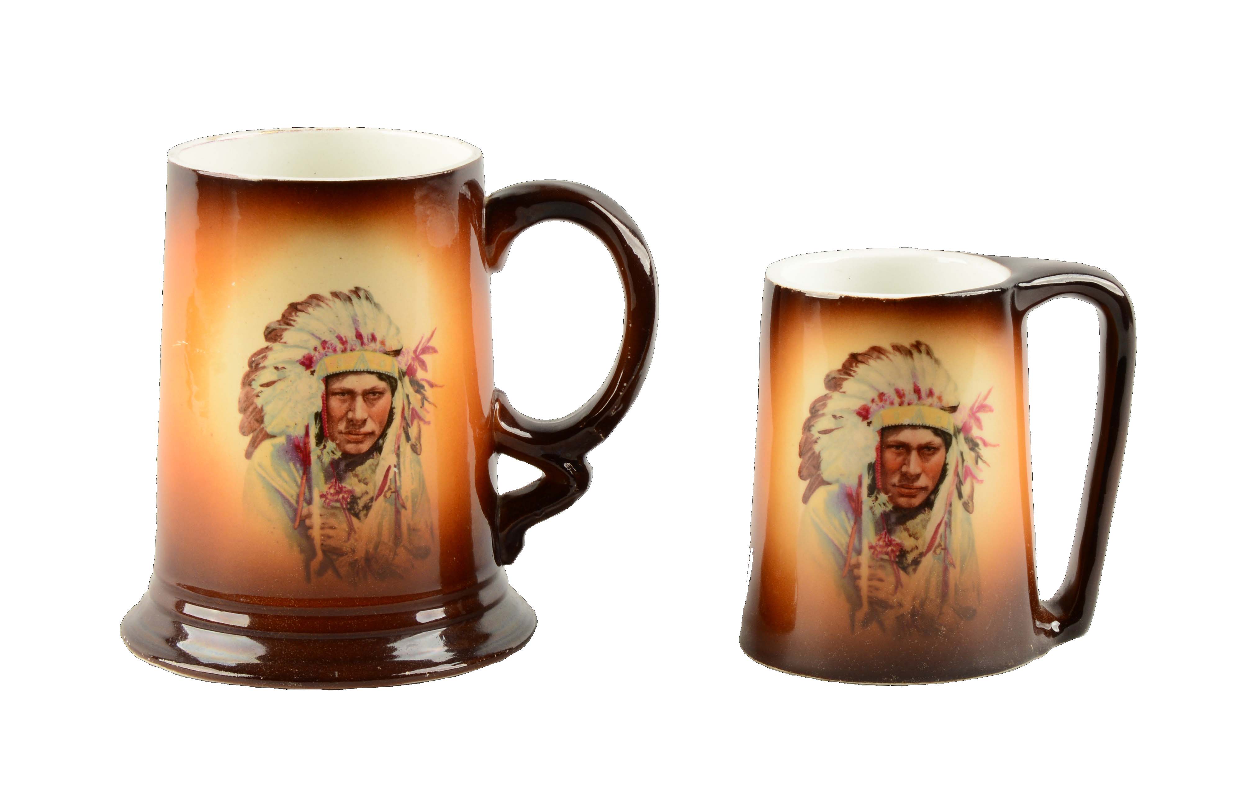 Lot Detail LOT OF 2 MILK GLASS INDIAN CHIEF MUGS.