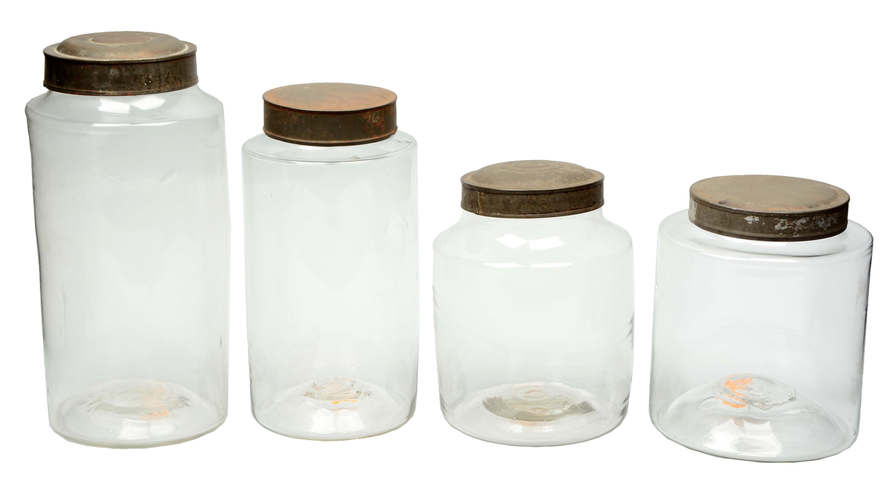 Lot Detail LOT OF 4 GLASS JARS WITH LIDS.