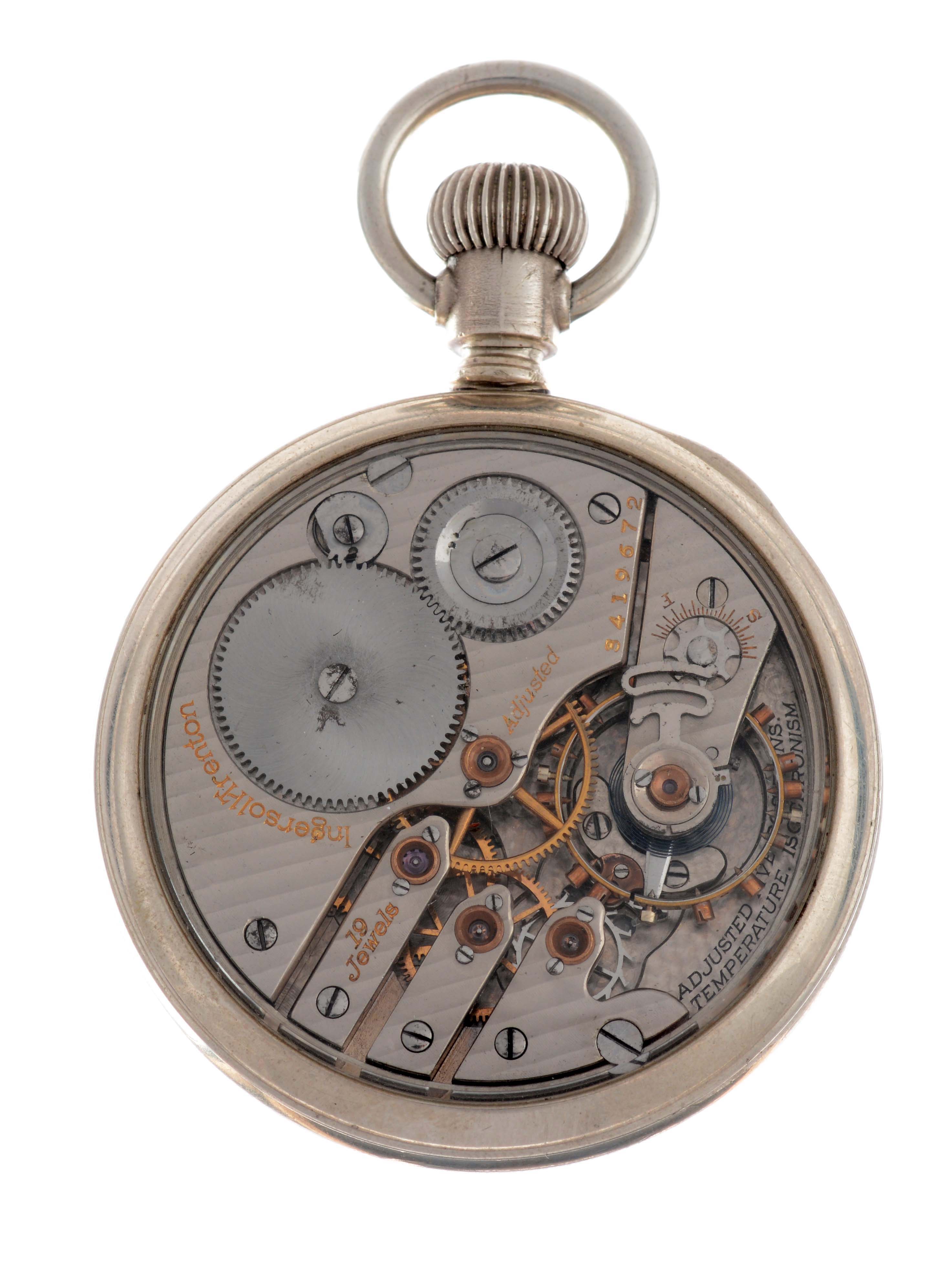 Lot Detail INGERSOLLTRENTON BASE METAL POCKET WATCH WITH ORIGINAL BOX.