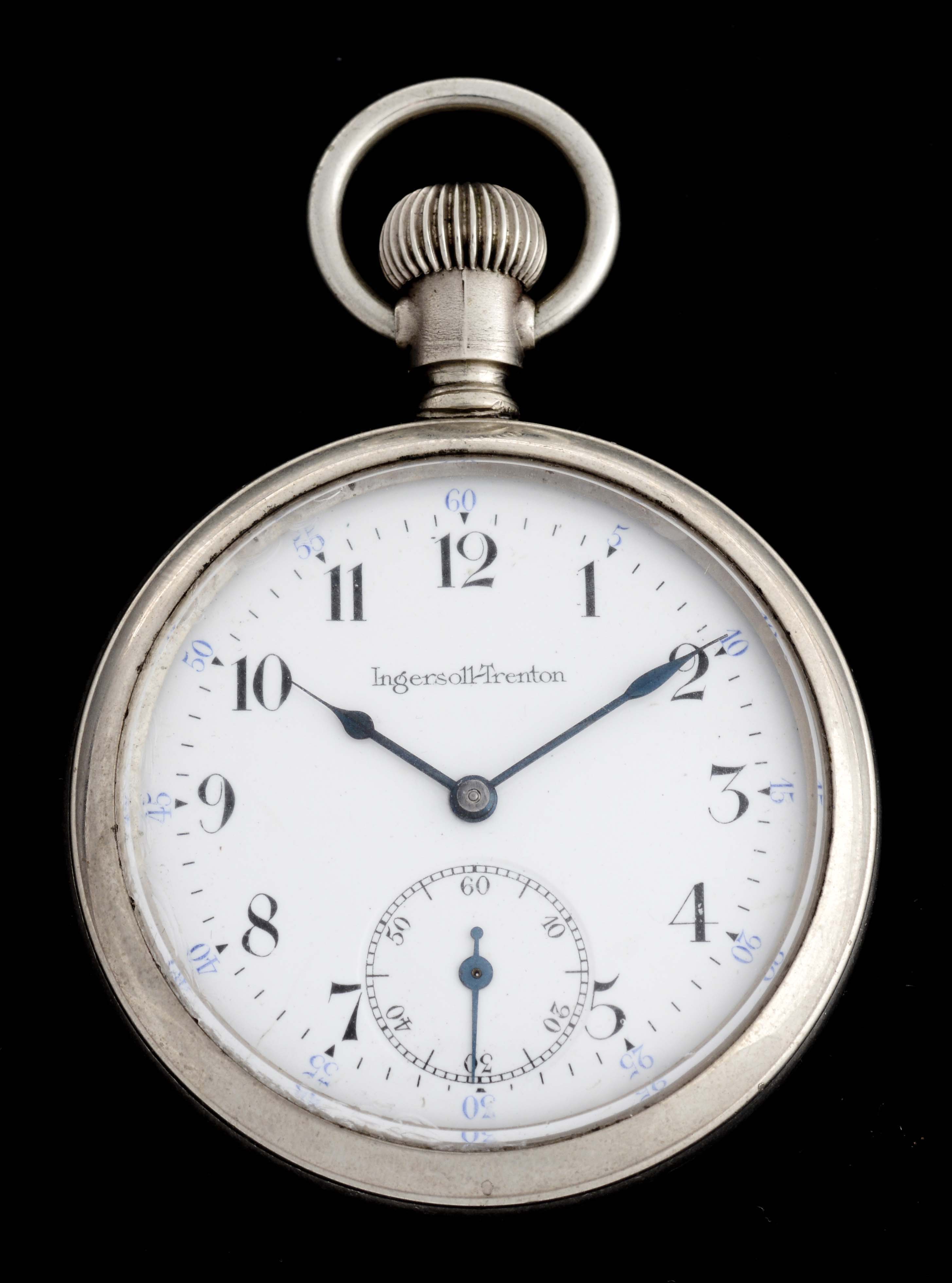 Lot Detail INGERSOLLTRENTON BASE METAL POCKET WATCH WITH ORIGINAL BOX.