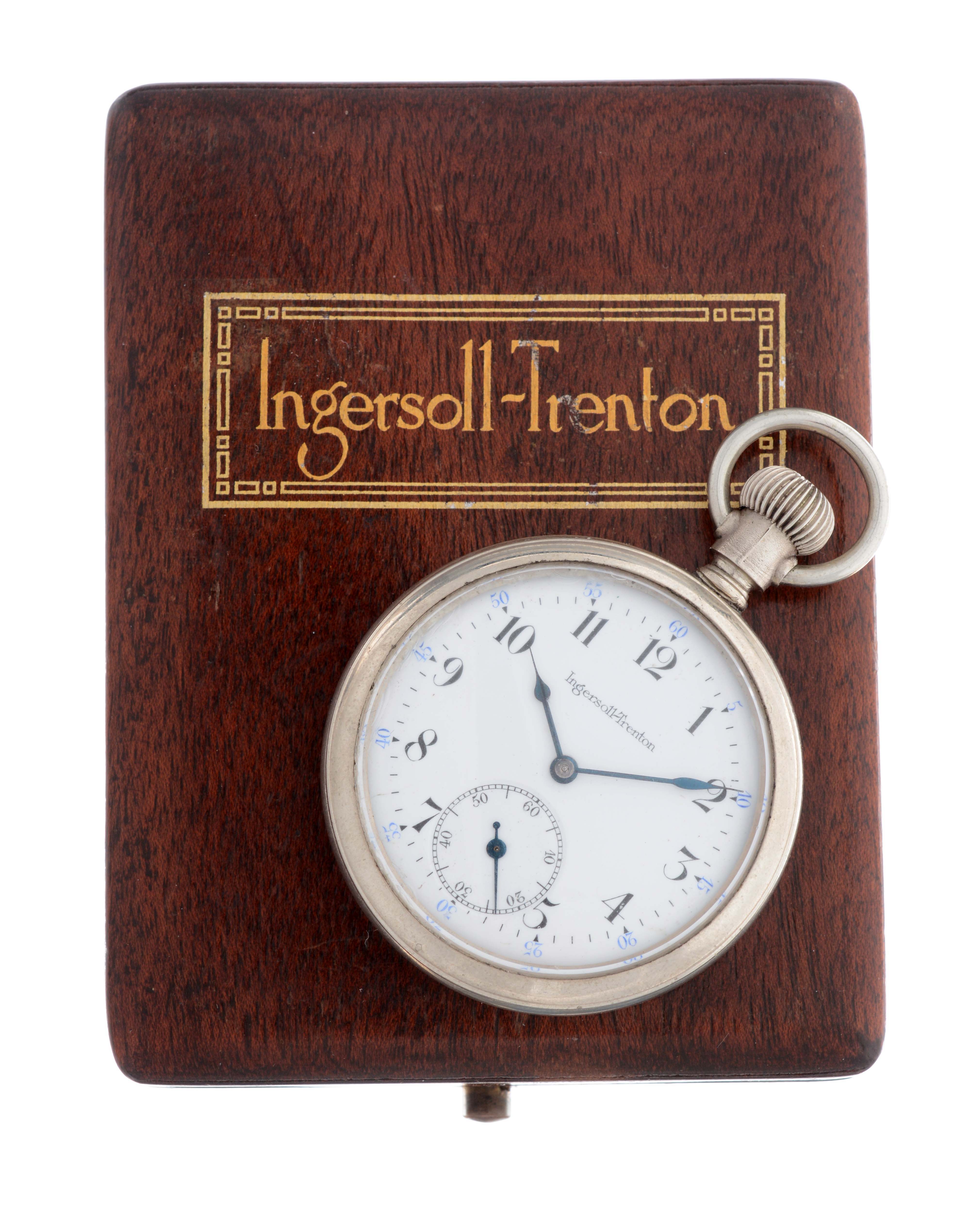 Lot Detail INGERSOLLTRENTON BASE METAL POCKET WATCH WITH ORIGINAL BOX.