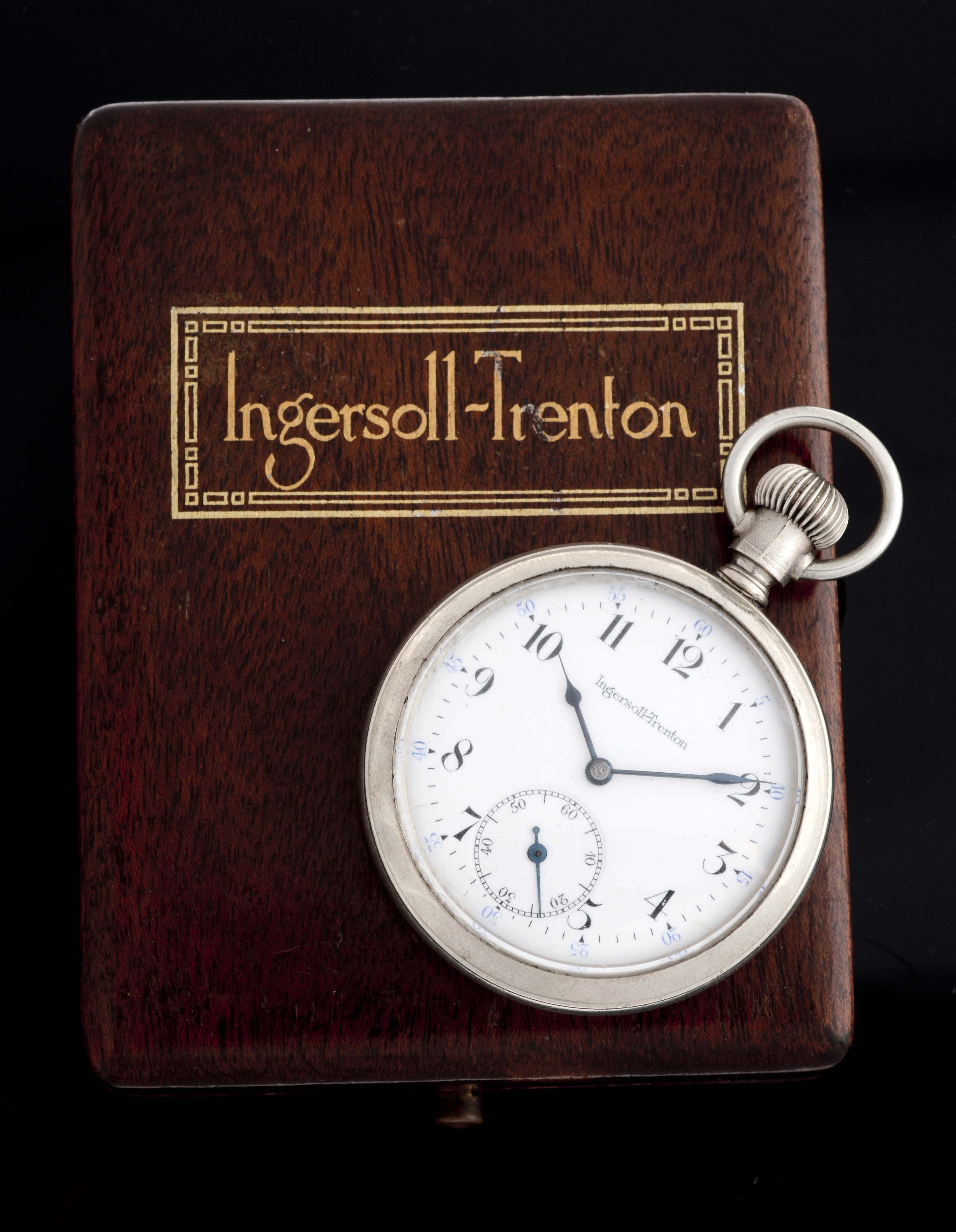 Lot Detail INGERSOLLTRENTON BASE METAL POCKET WATCH WITH ORIGINAL BOX.