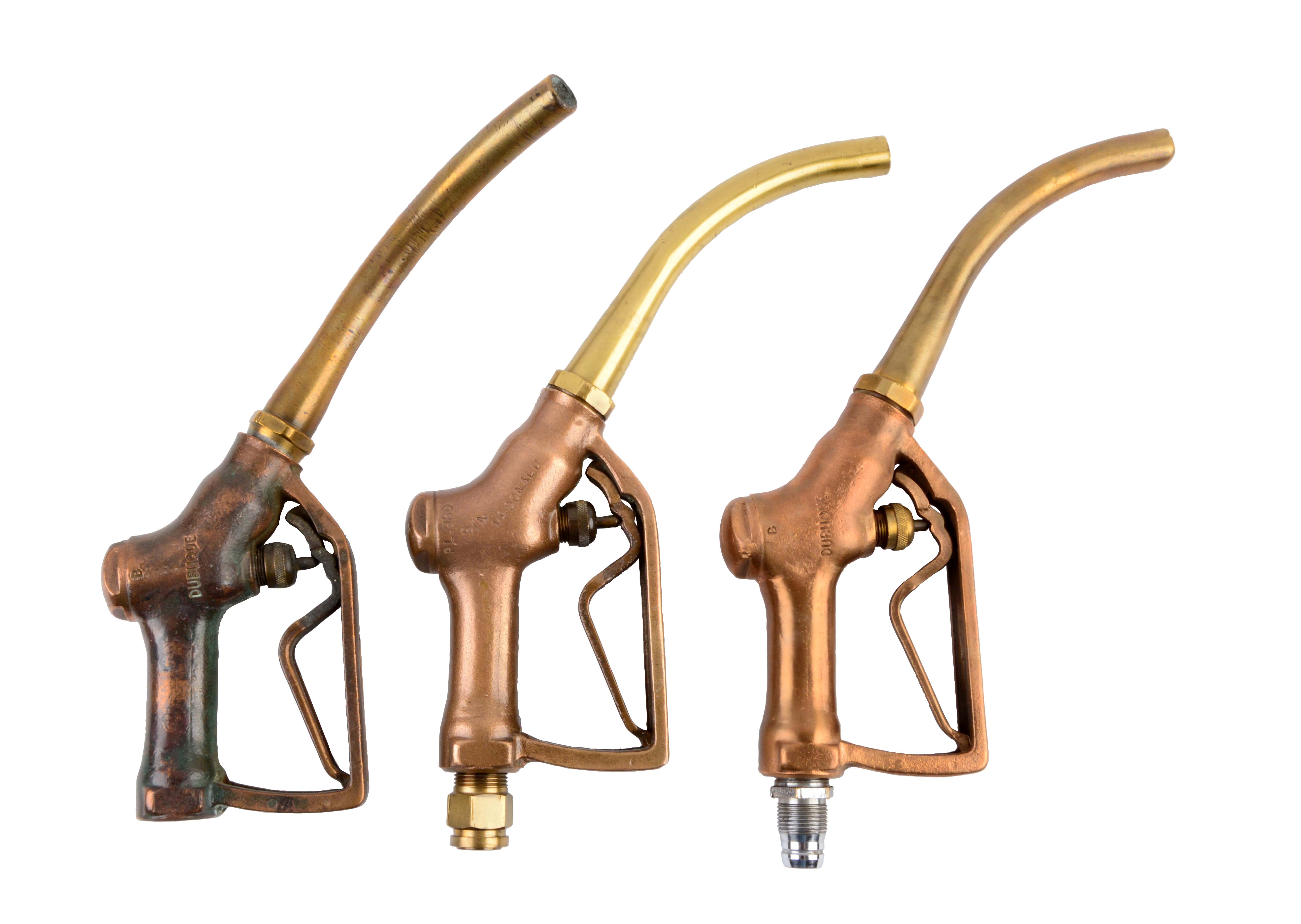 Lot Detail LOT OF 3 MCDONALD BRASS GAS PUMP NOZZLE.