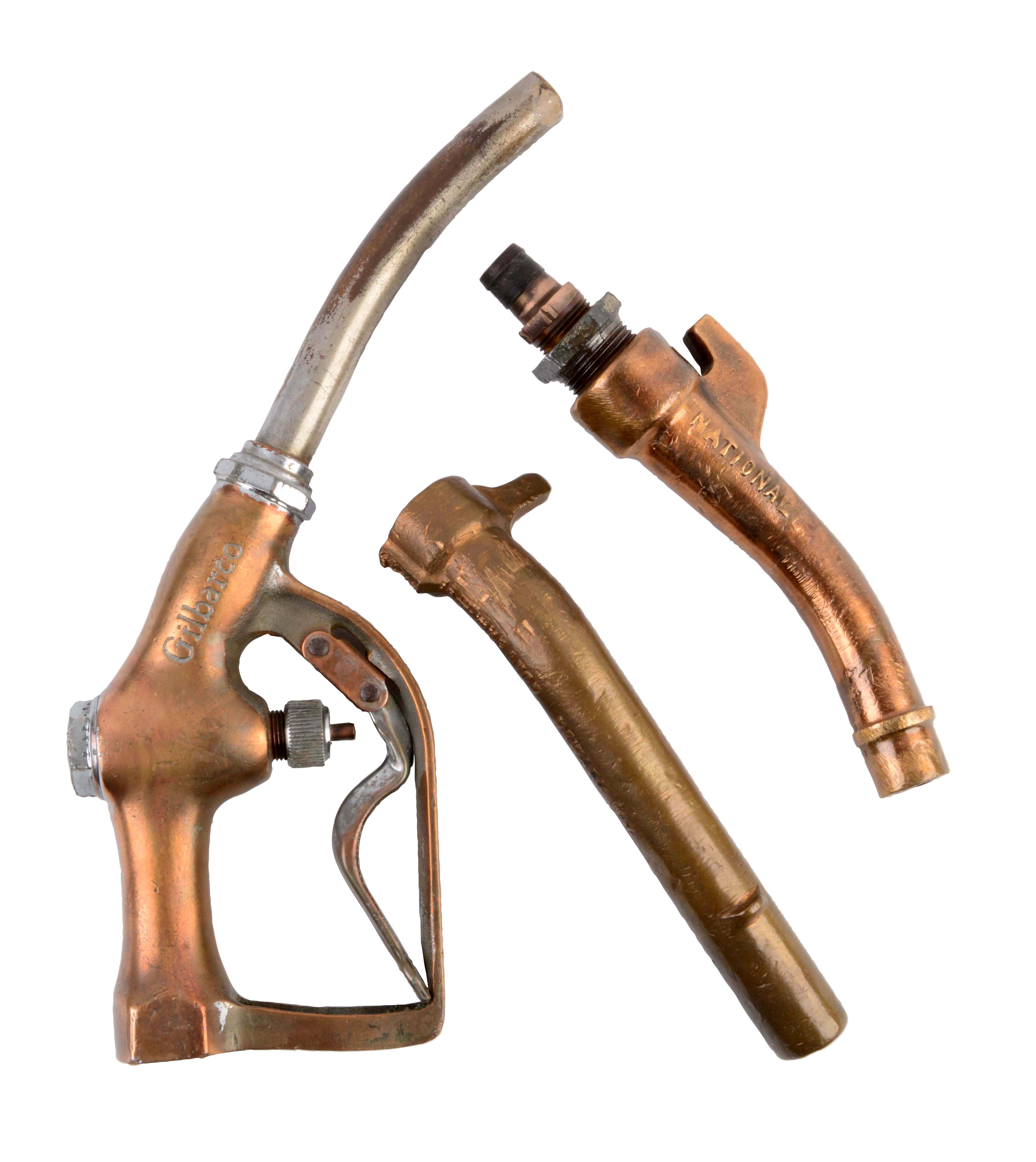 Lot Detail LOT OF 3 BRASS GAS PUMP NOZZLES.