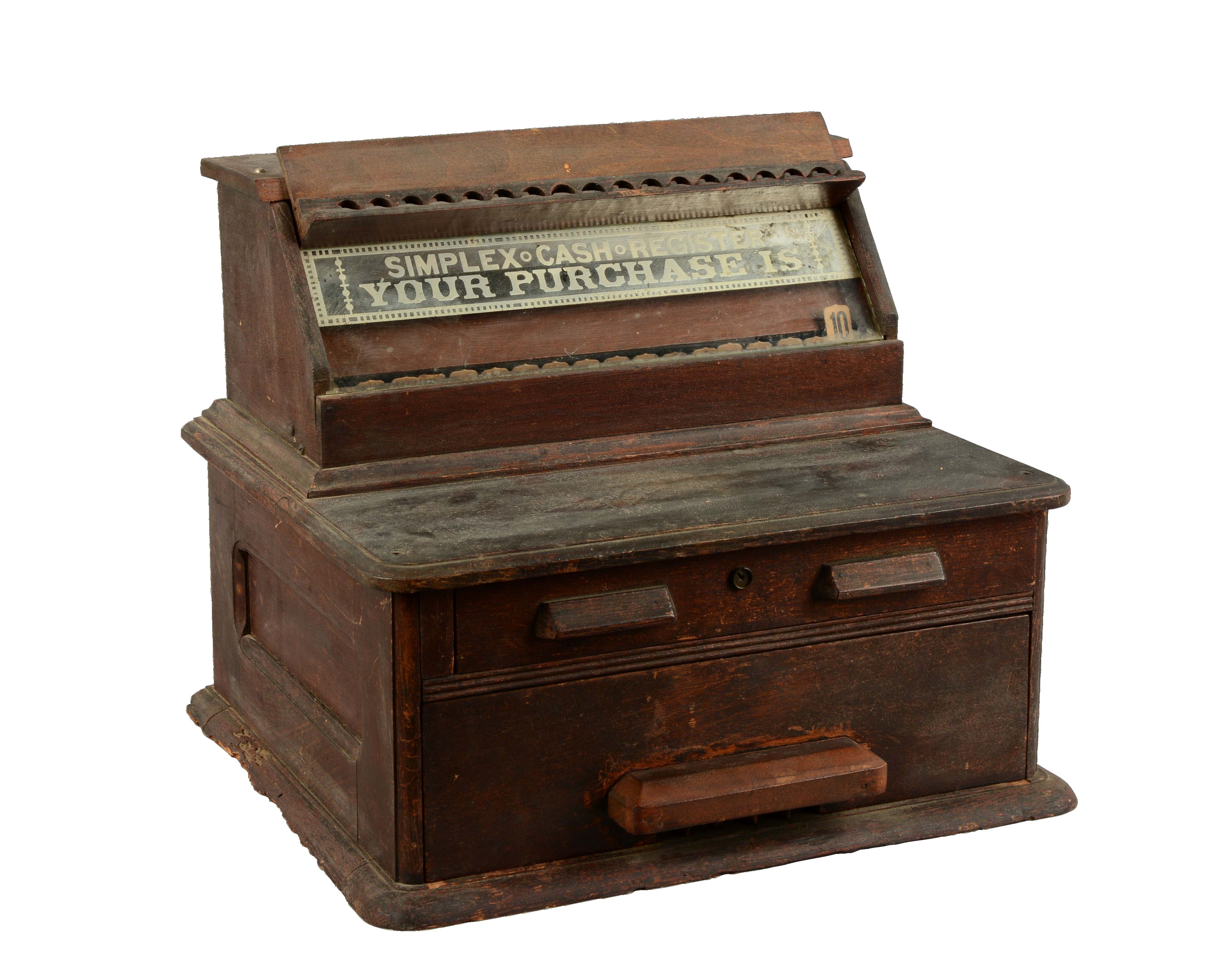 Lot Detail WOODEN SIMPLEX CASH REGISTER.