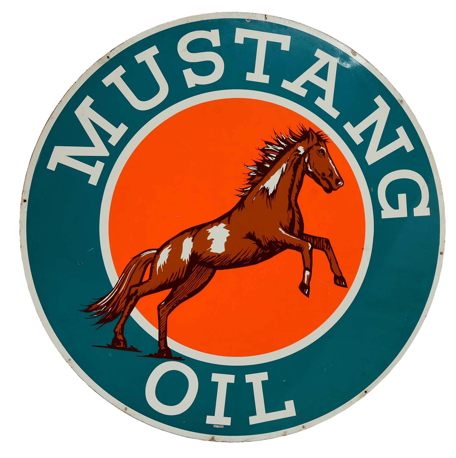 Lot Detail MUSTANG GASOLINE & OIL STATION IDENTIFICATION PORCELAIN SIGN.