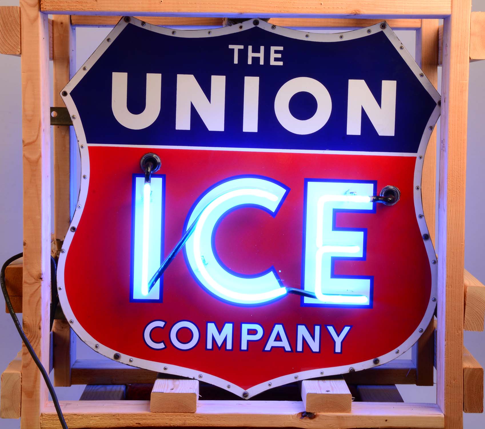Lot Detail The Union ICE Company Porcelain Sign w/ Added Neon.