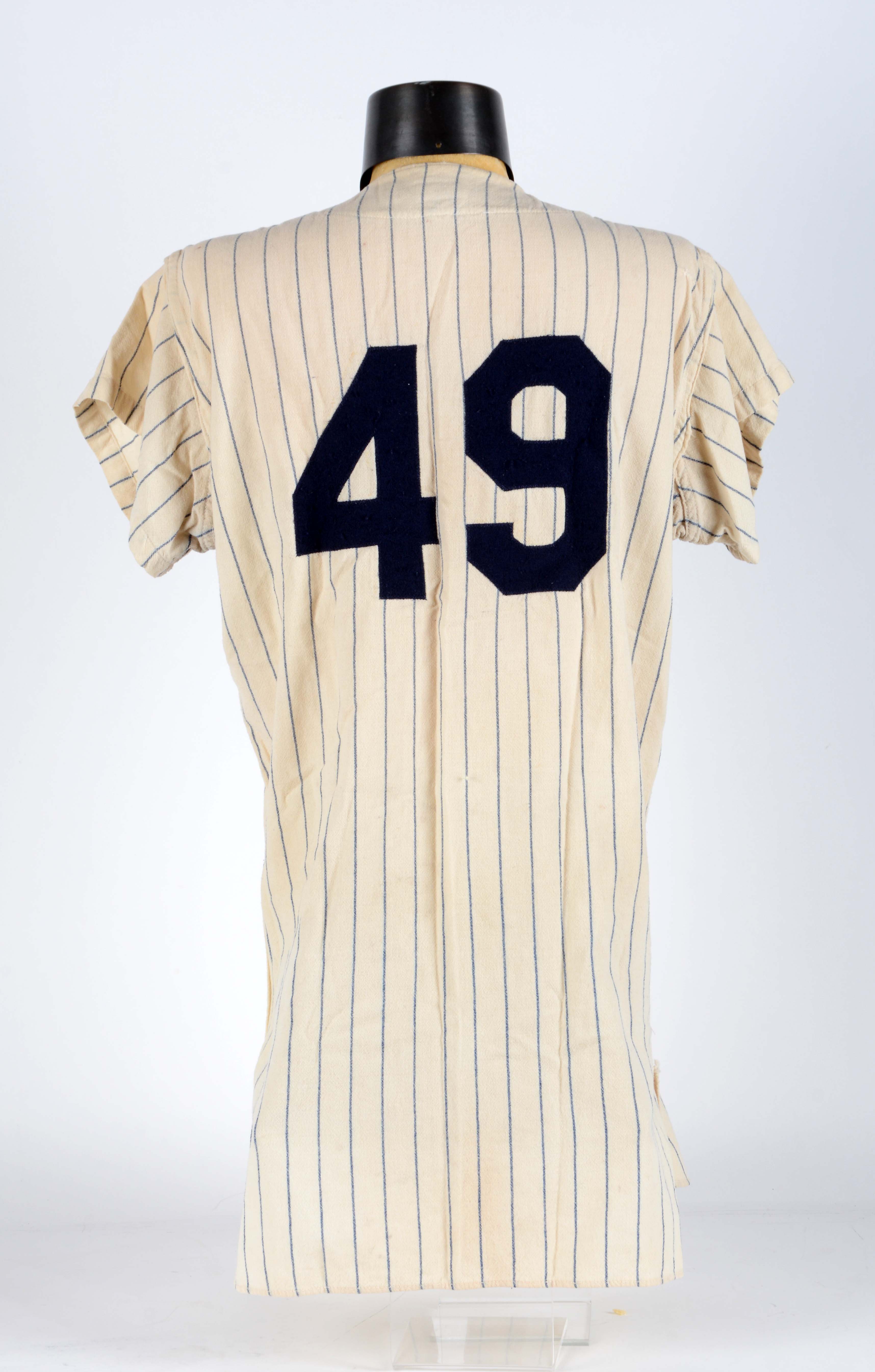 Lot Detail 1959 NEW YORK YANKEE HOME 49 PINSTRIPE FLANNEL JERSEY.