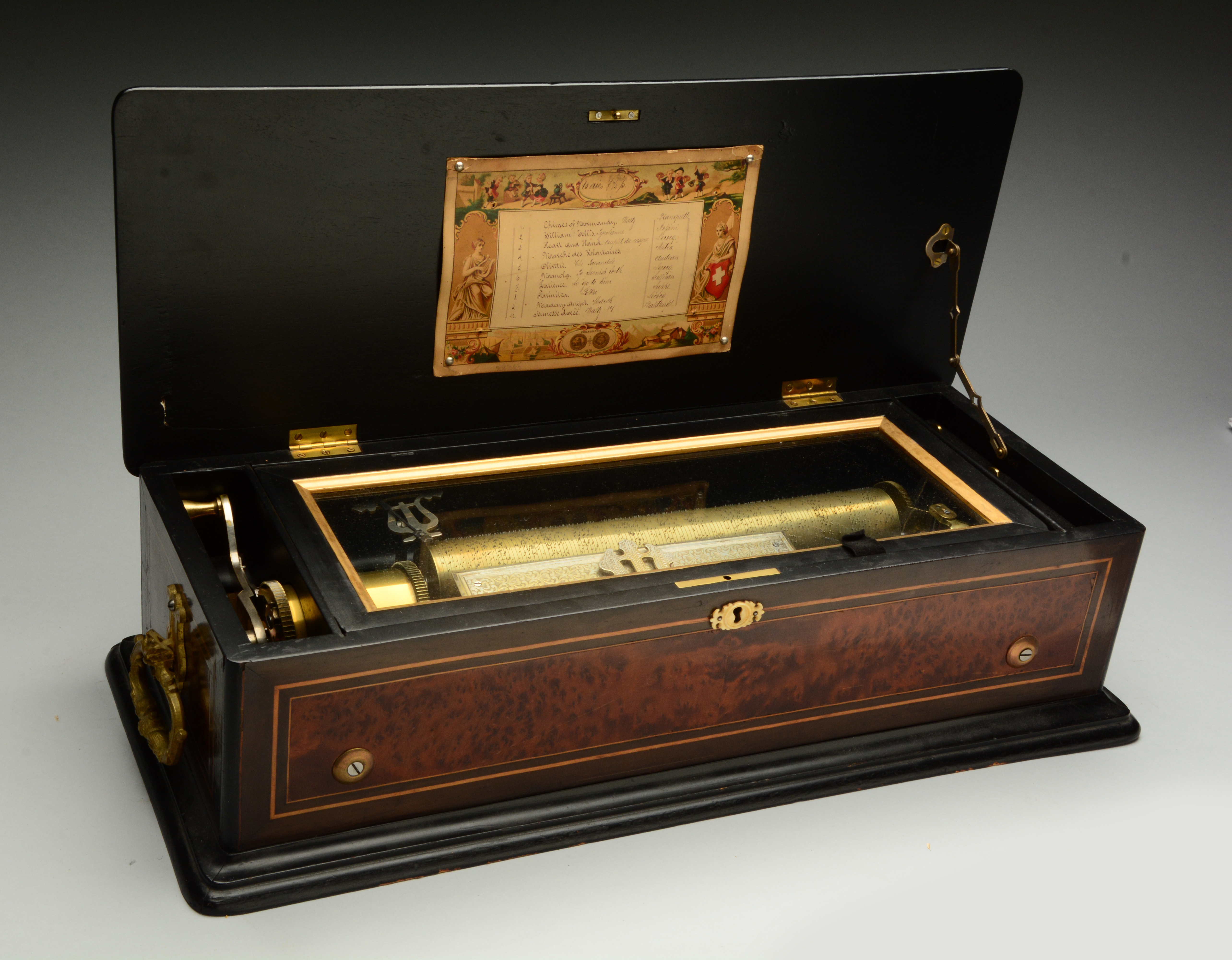 Lot Detail A CYLINDER MUSIC BOX W/ PEARL INLAY.