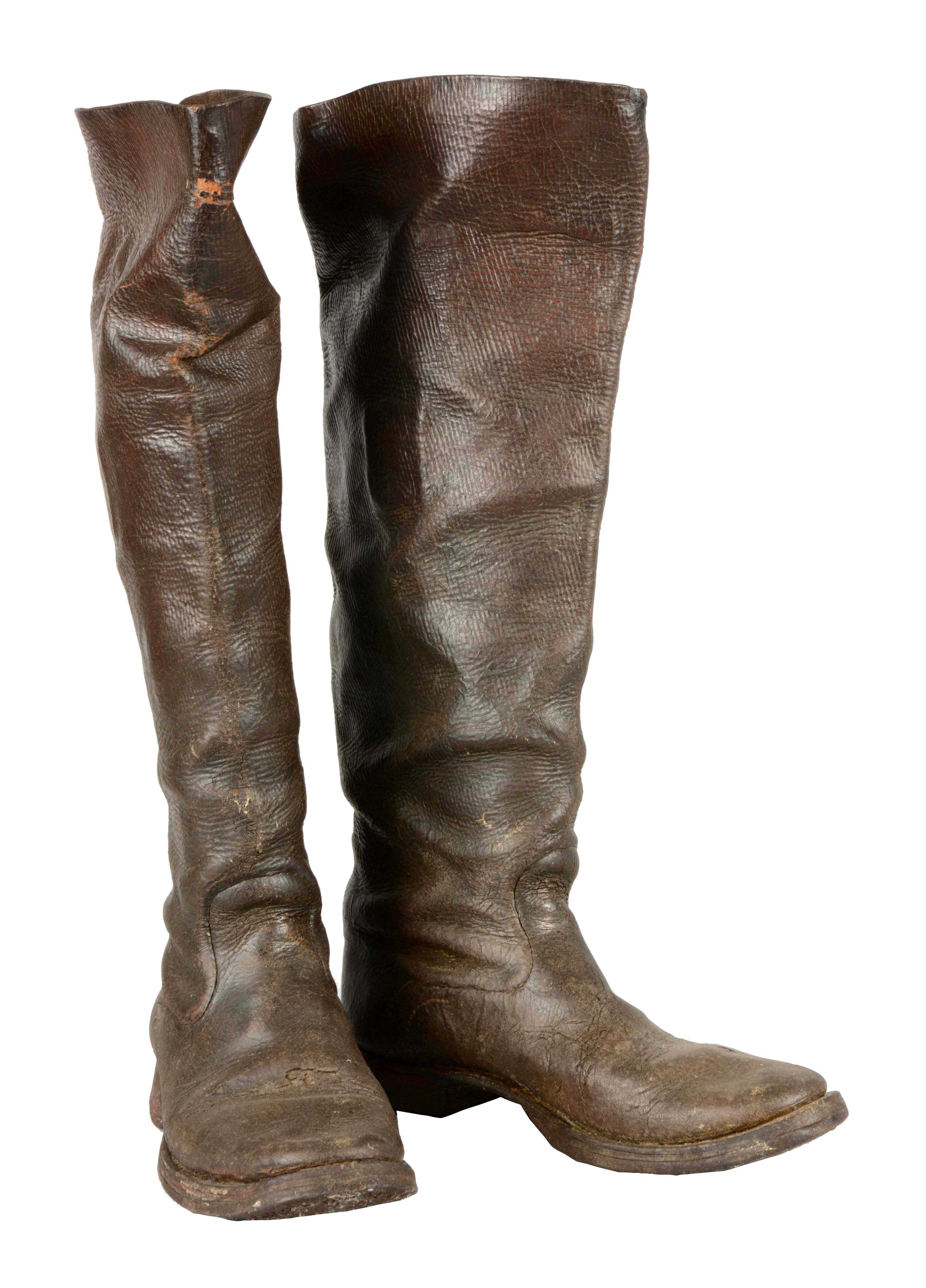 Lot Detail EARLY STOVE PIPE BROWN BOOTS.