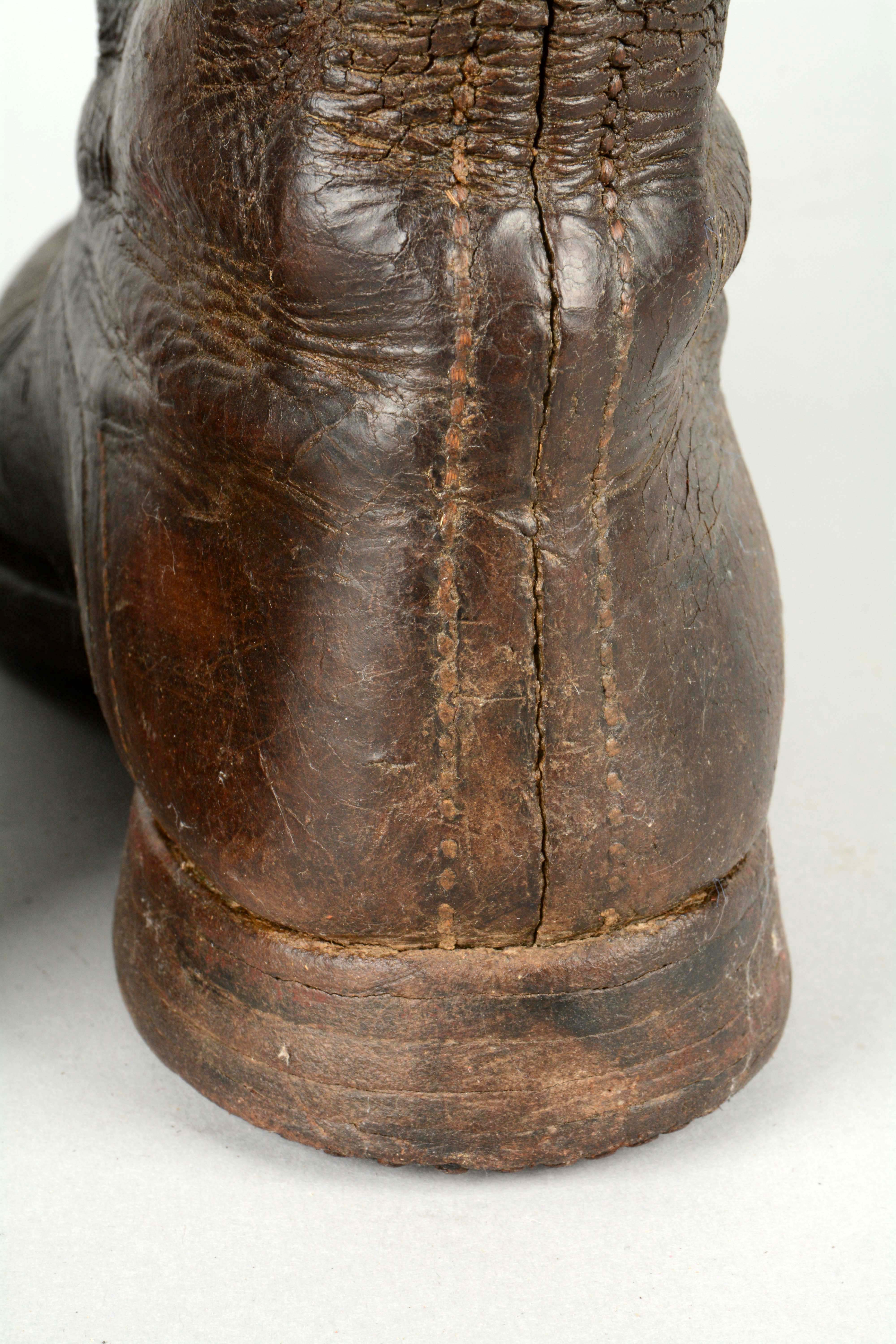 Lot Detail EARLY STOVE PIPE BROWN BOOTS.