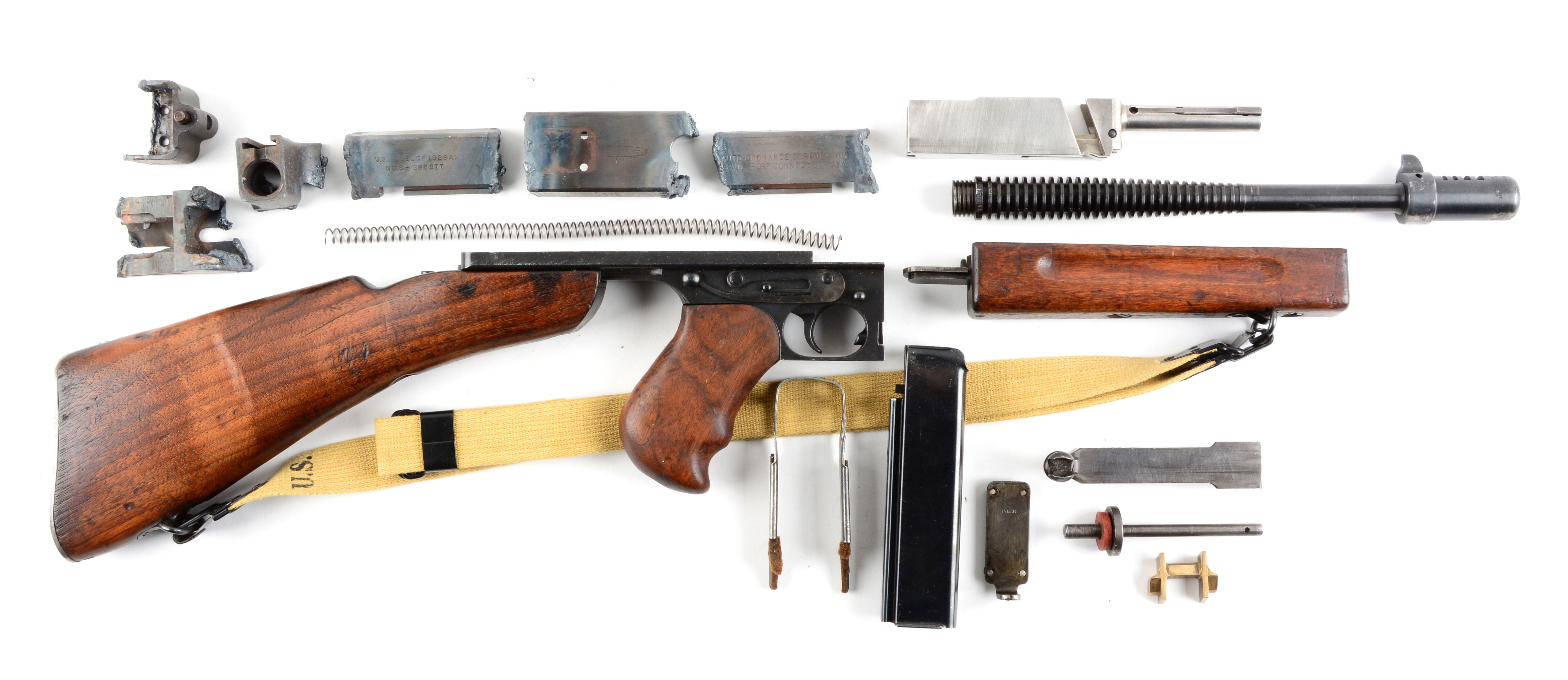 Lot Detail THOMPSON MODEL 1928A1 PARTS KIT WITH TORCH CUT RECEIVER.