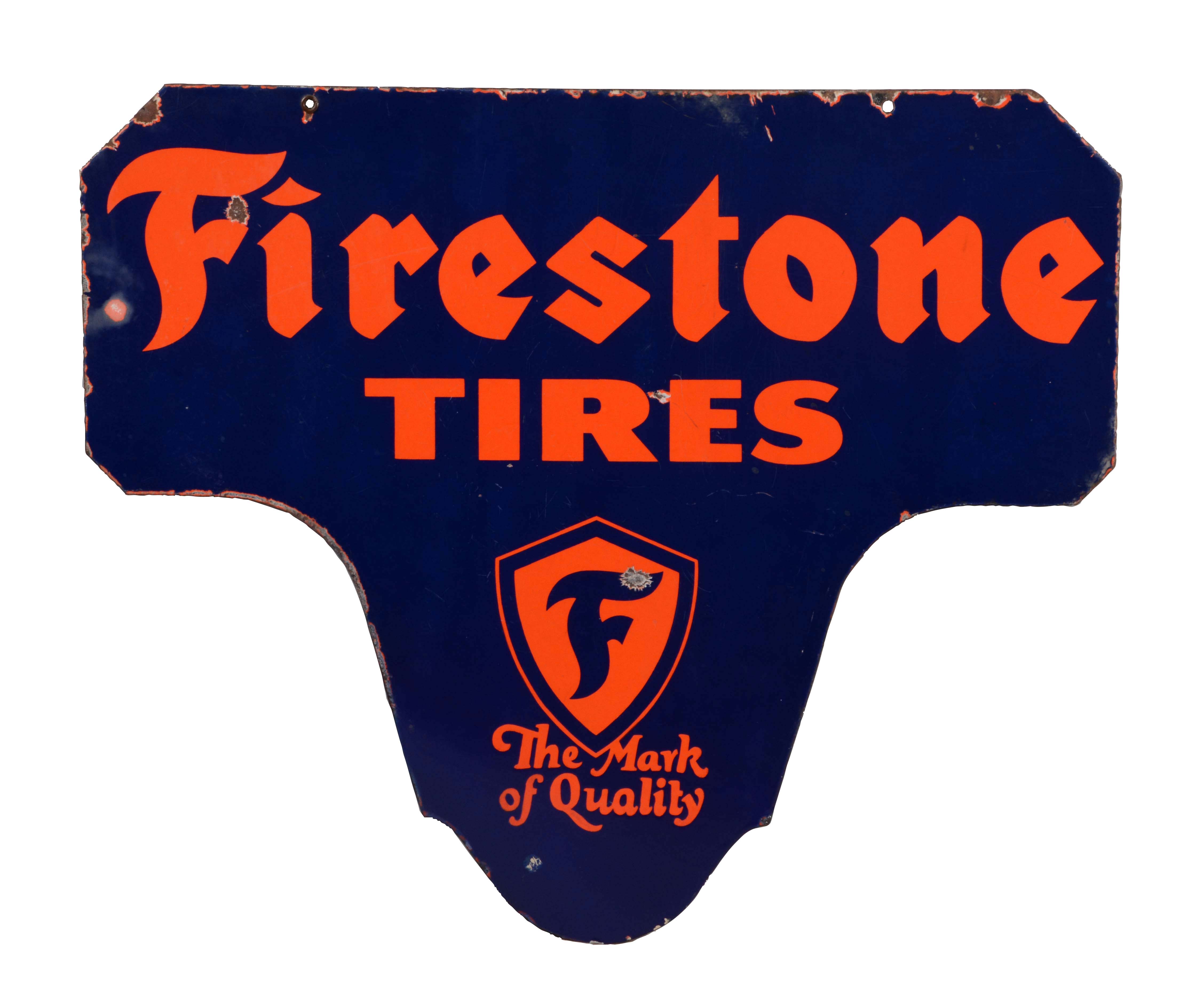 Lot Detail FIRESTONE TIRES DIECUT PORCELAIN SIGN