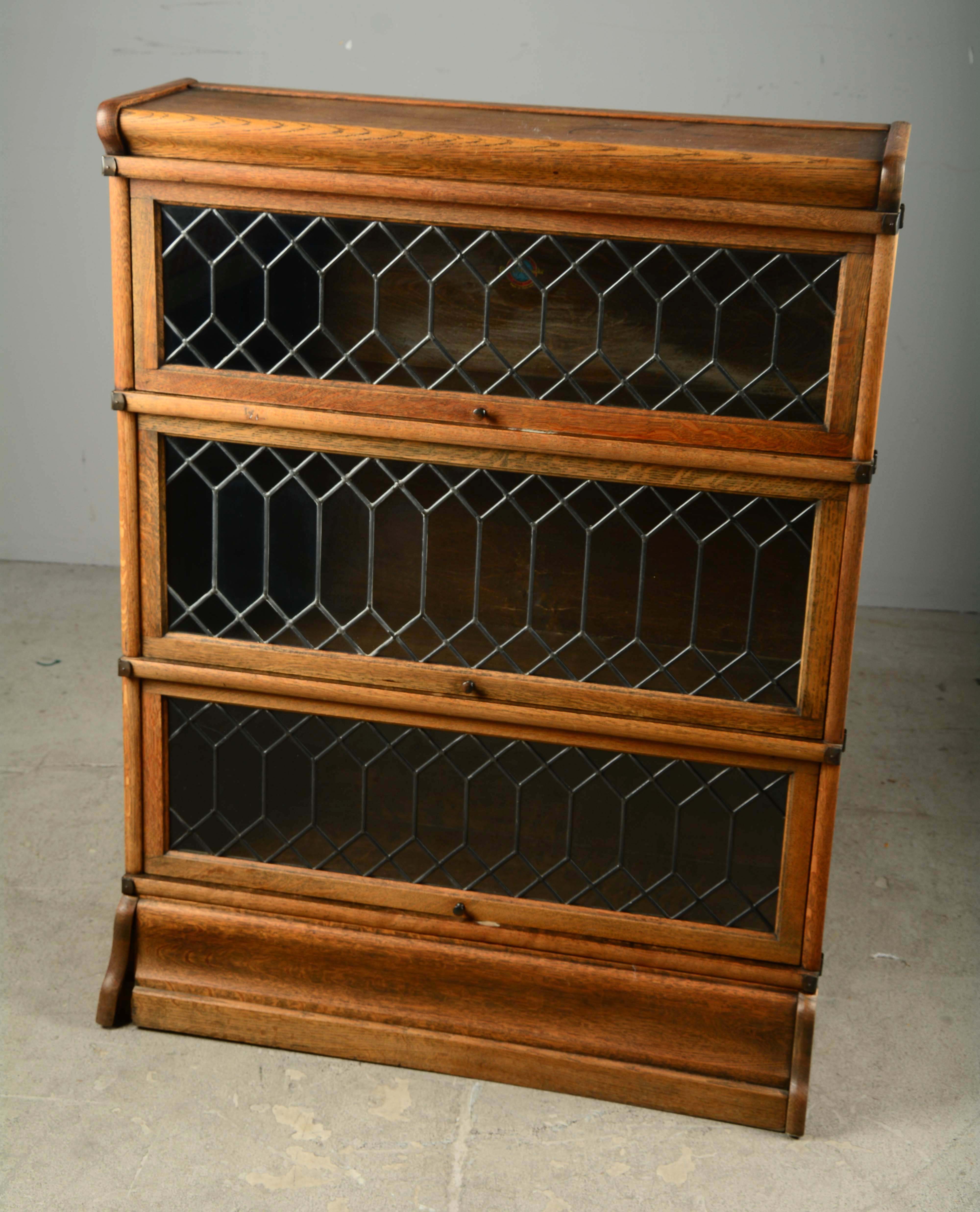Lot Detail GLASS FRONT OAK BARRISTER'S BOOKCASE.