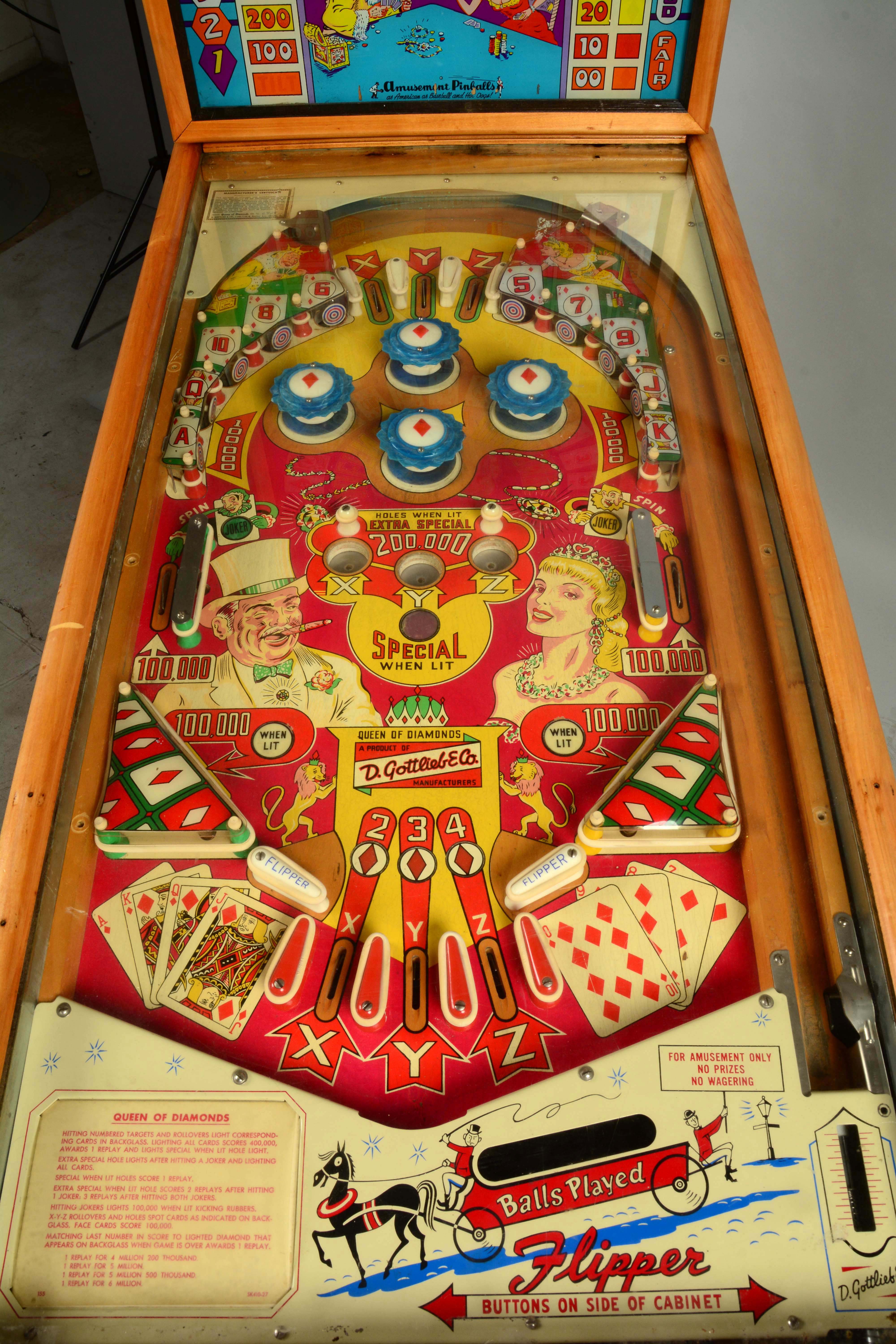 Lot Detail 5¢ GOTTLIEB'S QUEEN OF DIAMONDS PINBALL MACHINE.
