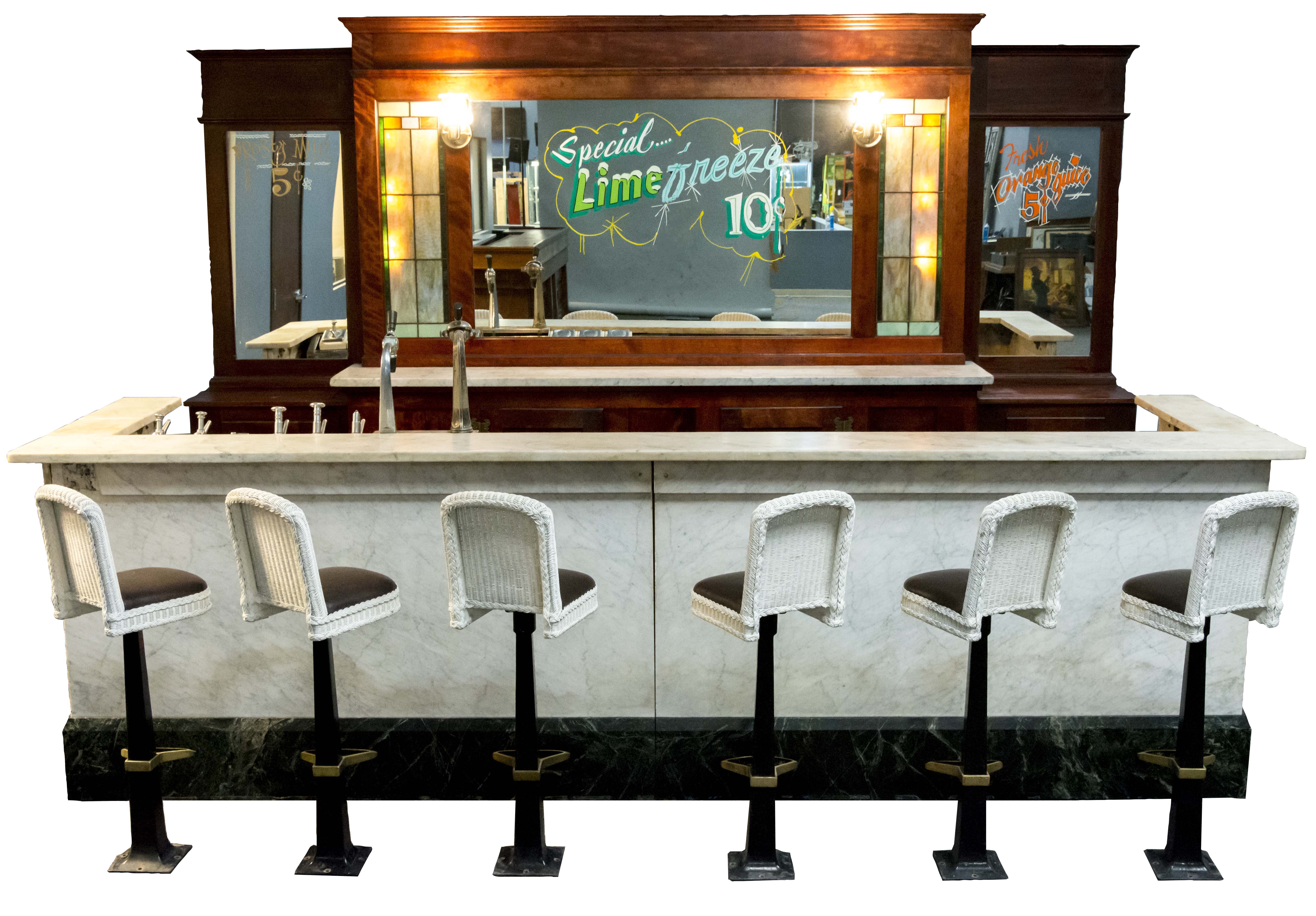 Lot Detail LARGE ANTIQUE SODA FOUNTAIN FRONT AND BACK BAR.