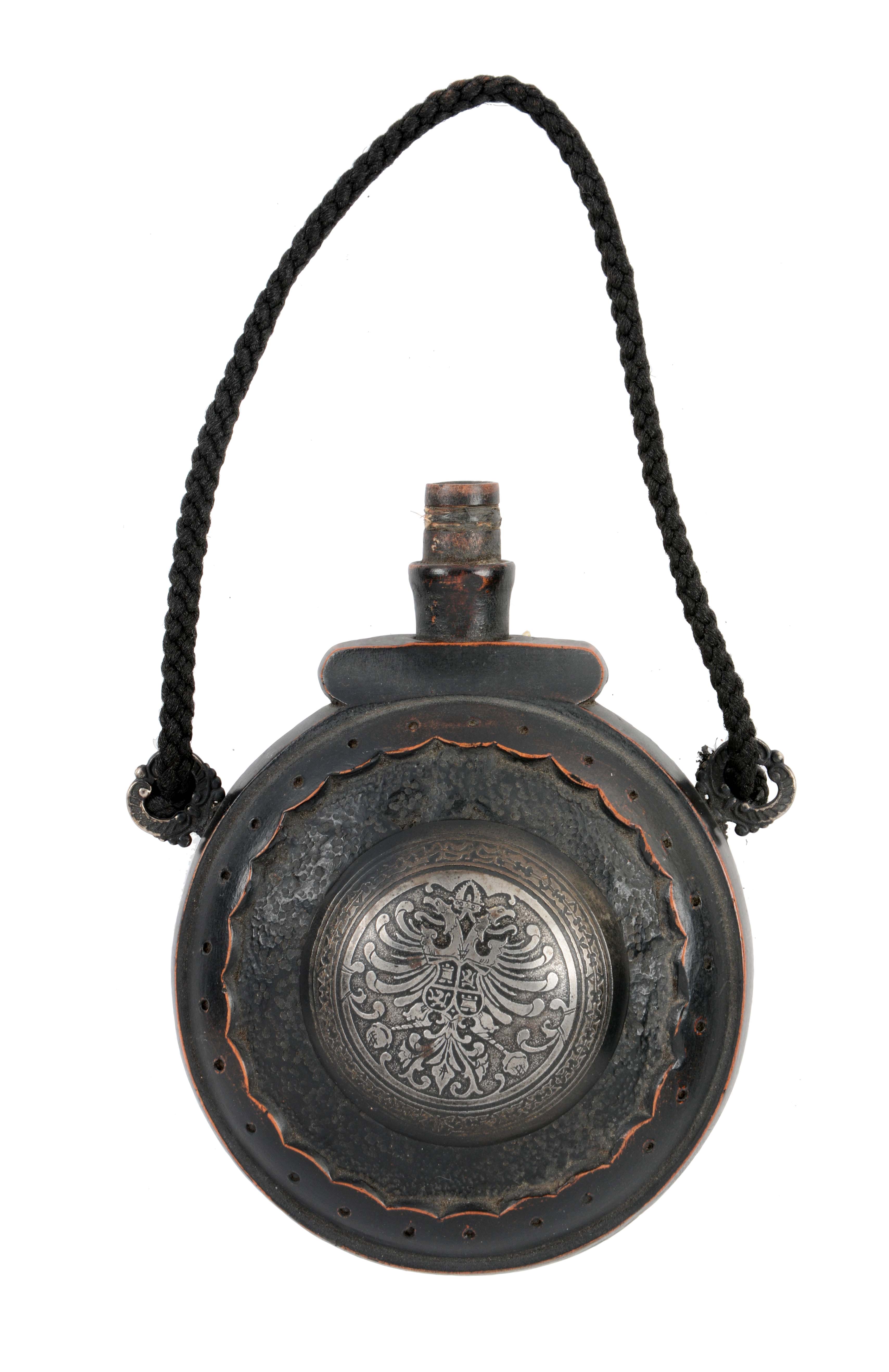 Lot Detail CARVED SPANISH WOOD POWDER FLASK.