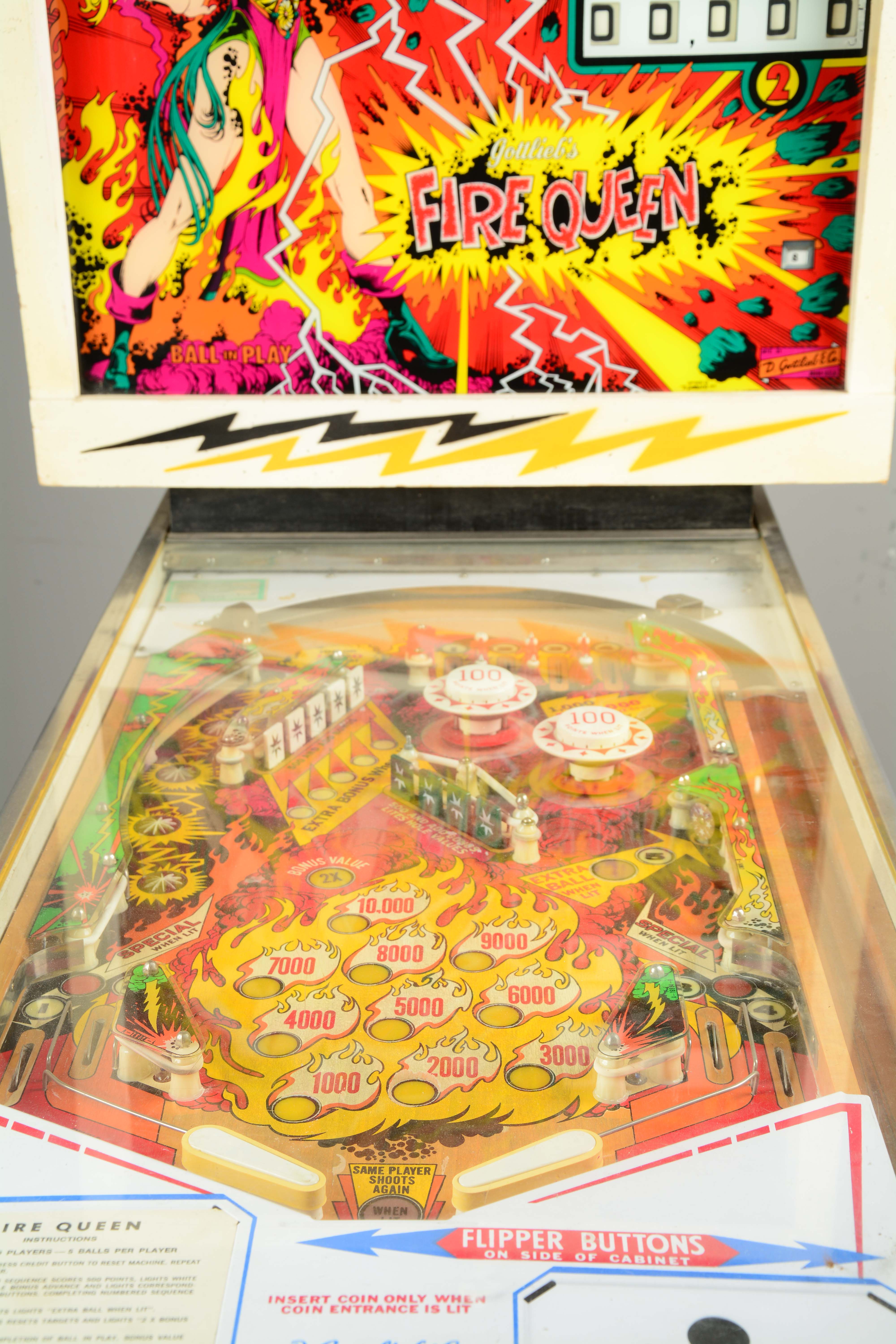 Lot Detail 25¢ GOTTLIEBS FIRE QUEEN PINBALL MACHINE.
