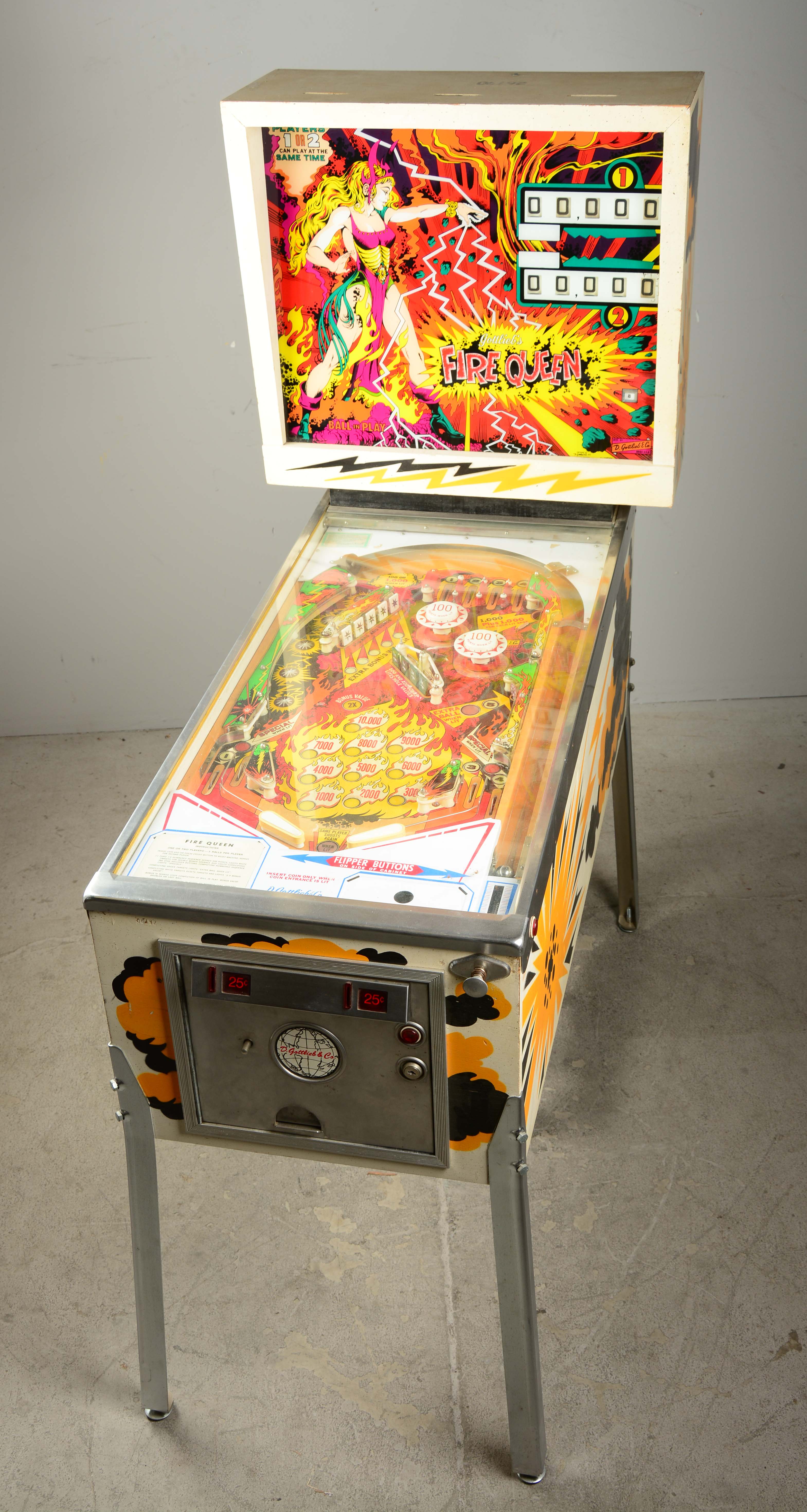 Lot Detail 25¢ GOTTLIEBS FIRE QUEEN PINBALL MACHINE.