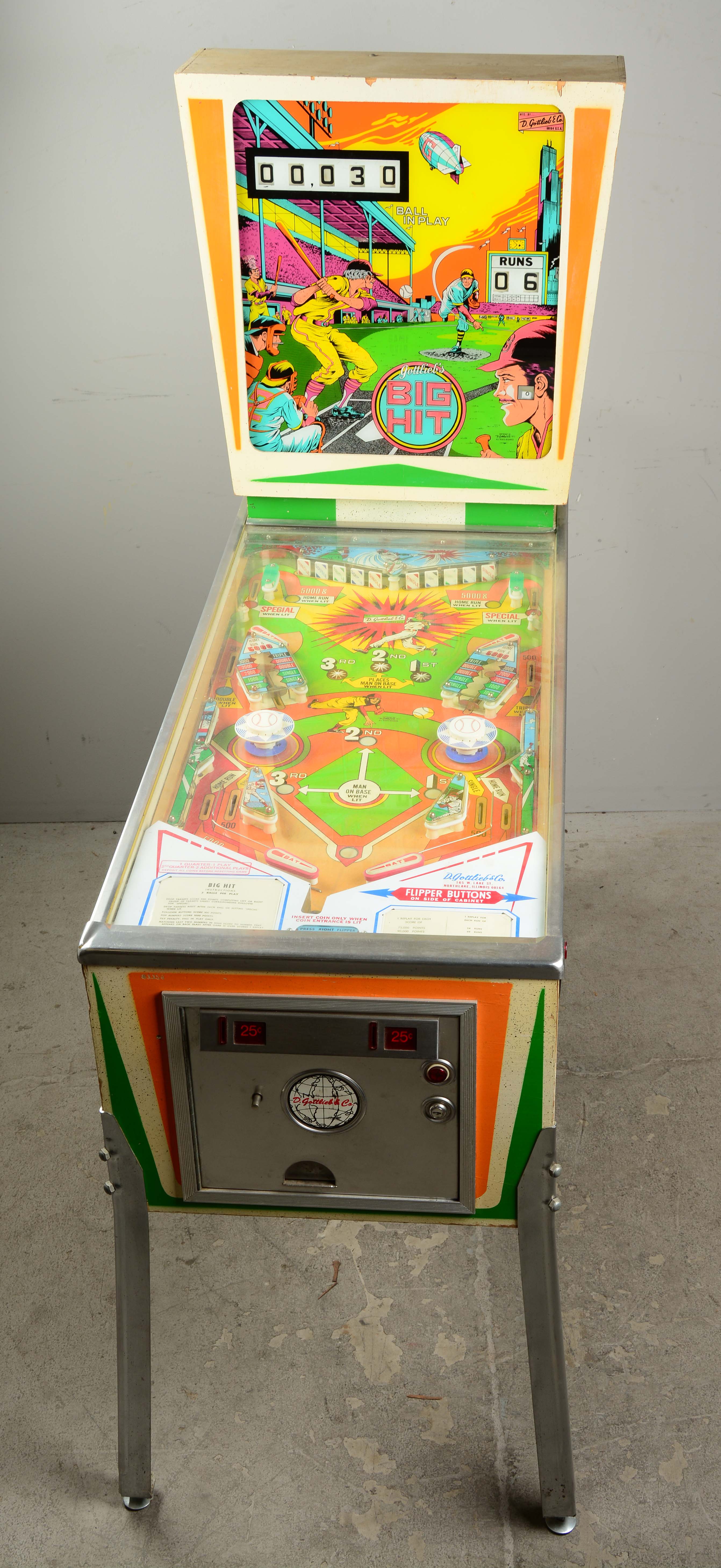 Lot Detail 25¢ GOTTLIEB'S BIG HIT PINBALL MACHINE.