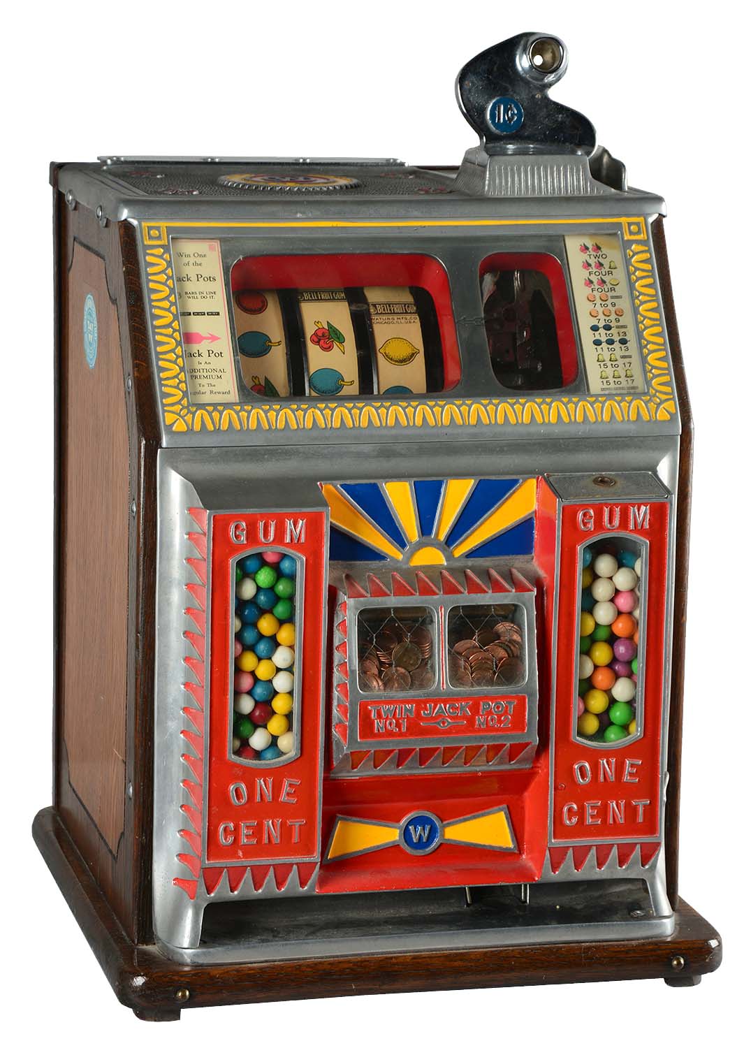 Lot Detail **1¢ WATLING BLUE SEAL TWIN JACKPOT FRONT VENDOR SLOT MACHINE.