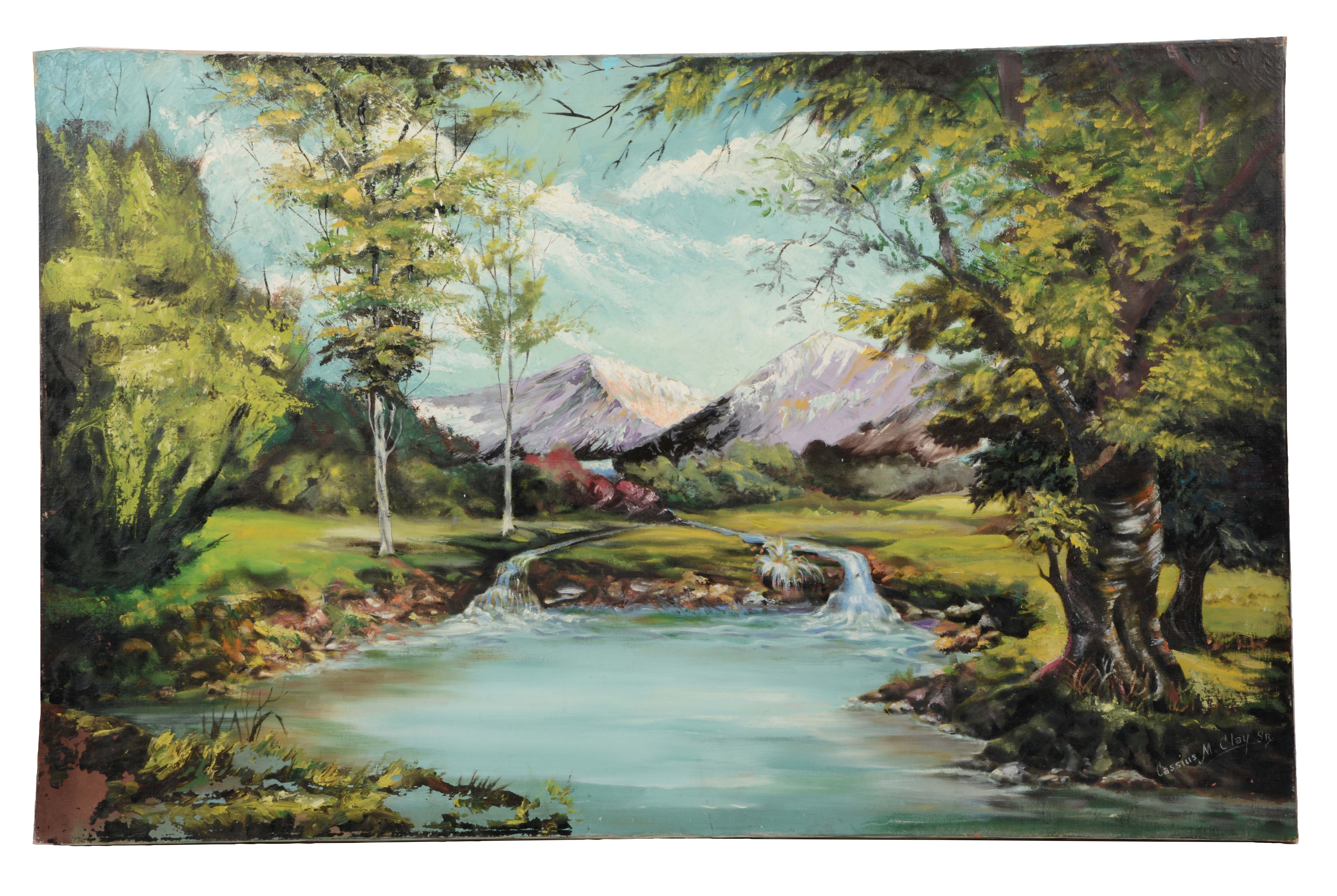 Lot Detail Large Landscape Painting by Muhammad Ali's Father.