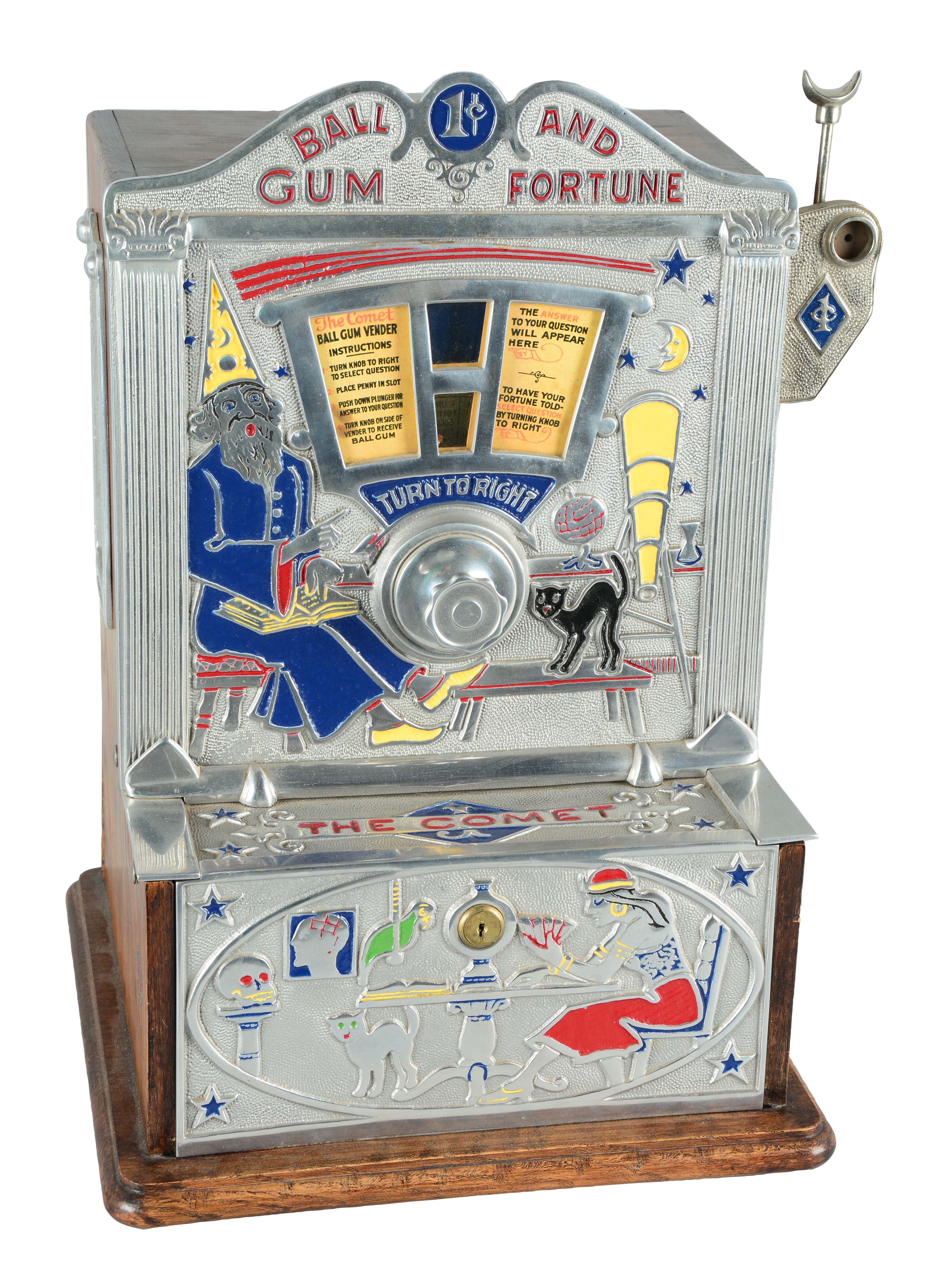 Lot Detail 1¢ O.D. JENNINGS "THE COMET" FORTUNE TELLER ARCADE MACHINE.