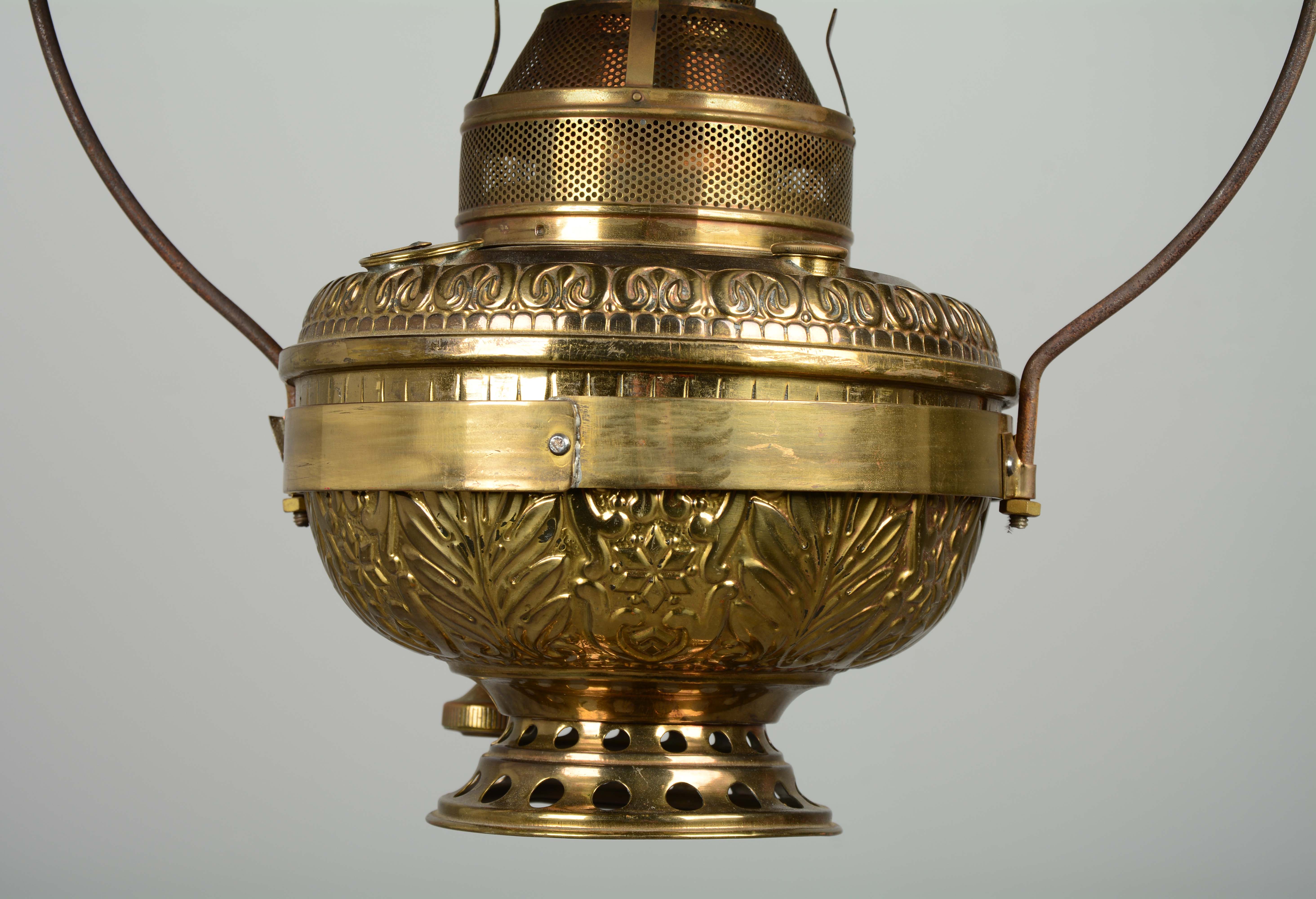 Lot Detail HANGING BRASS CANDY STORE OIL LAMP.