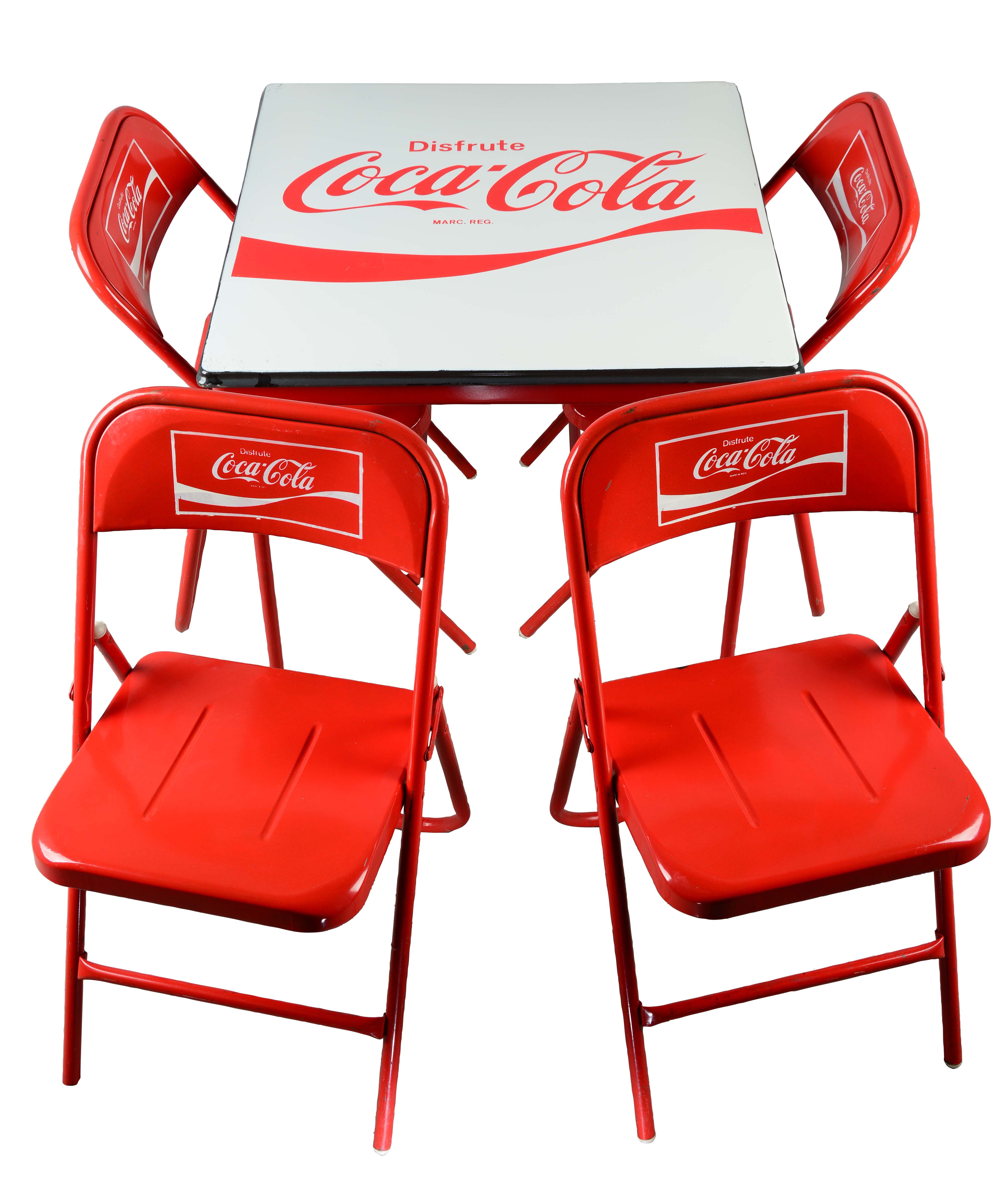 Lot Detail LOT OF 5 SPANISH COCACOLA TABLE AND CHAIRS SET.