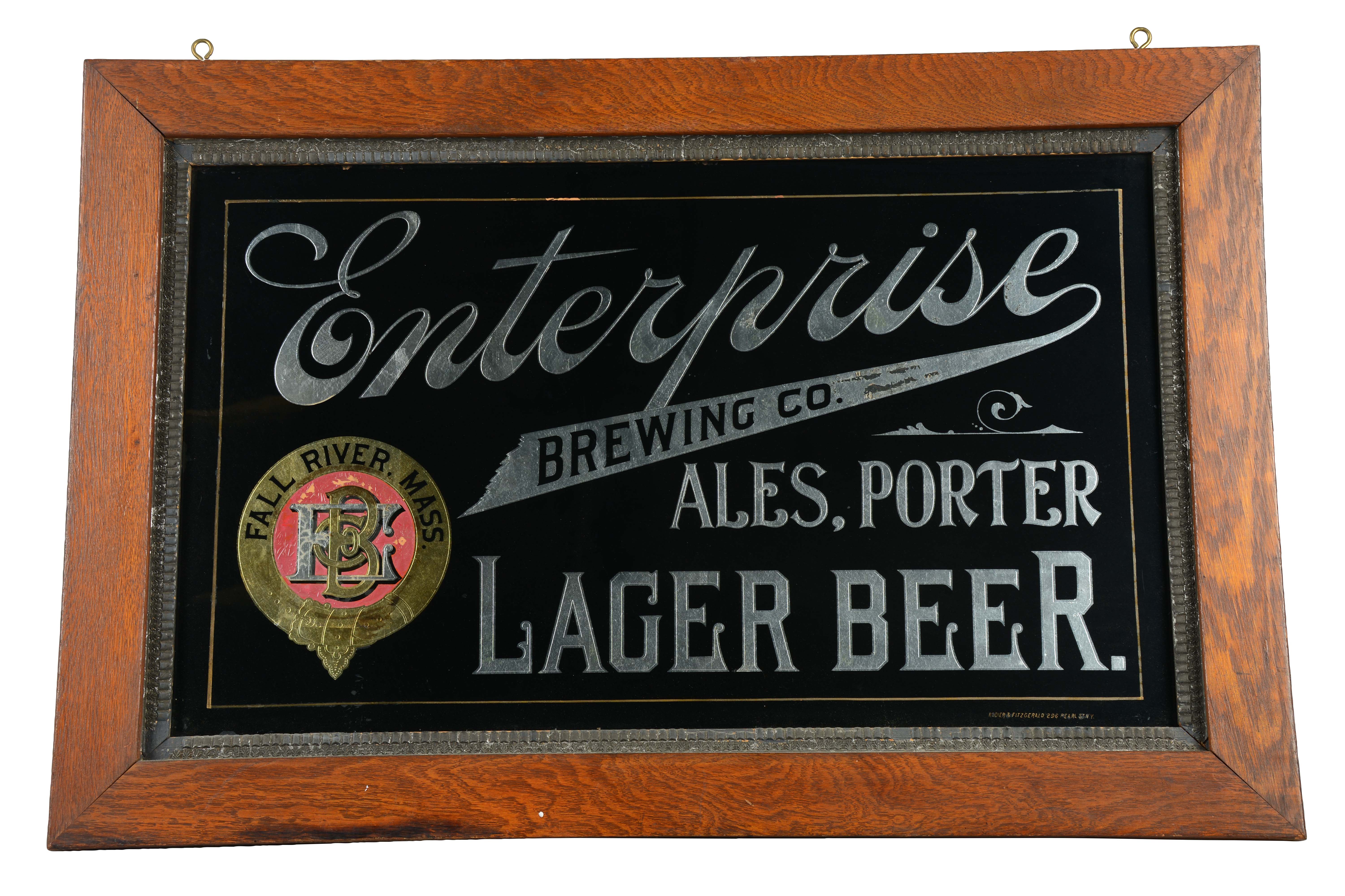 Lot Detail REVERSE GLASS "ENTERPRISE BREWING CO." IN FRAME.