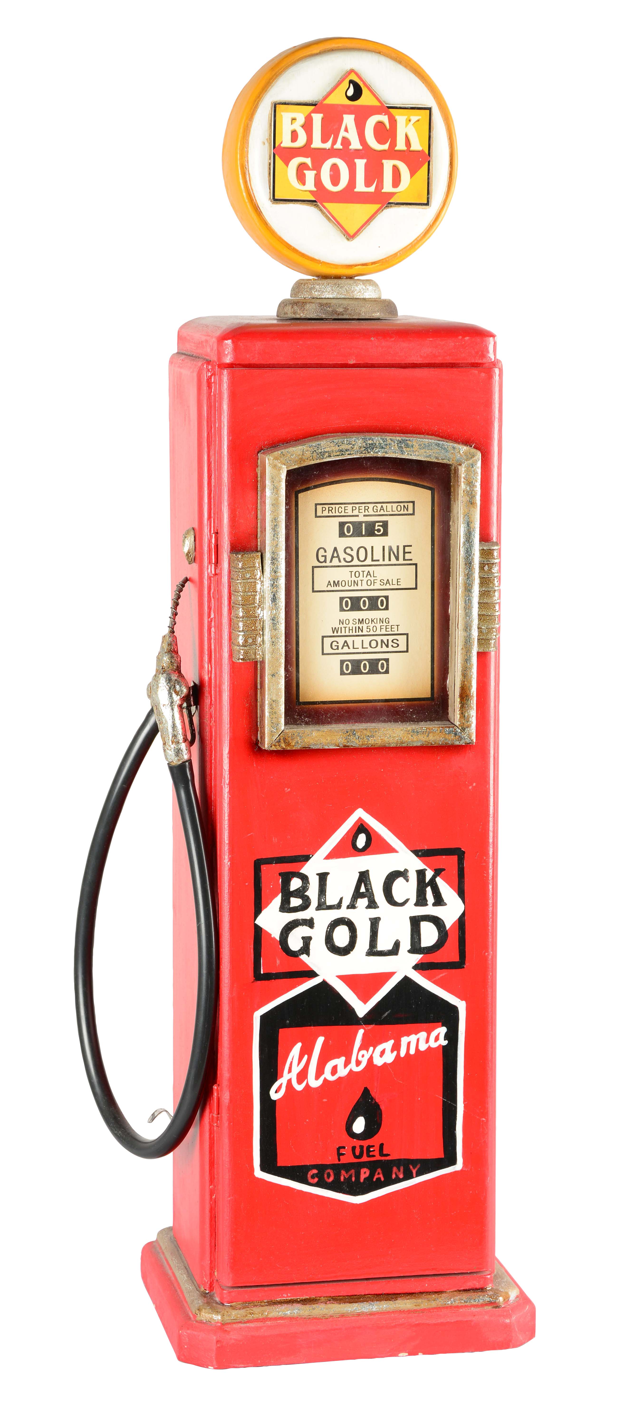 Lot Detail BLACK GOLD MINIATURE GAS PUMP STORAGE COMPARTMENT.