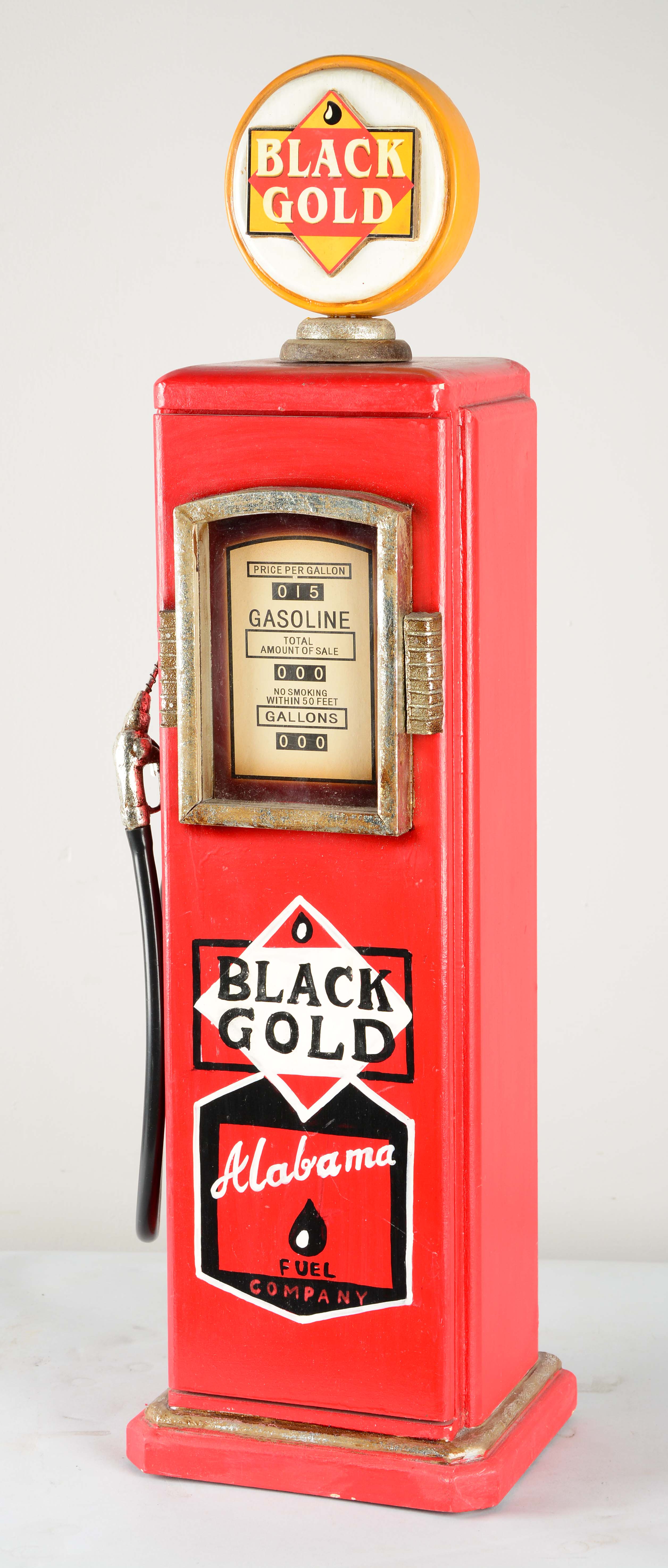Lot Detail BLACK GOLD MINIATURE GAS PUMP STORAGE COMPARTMENT.