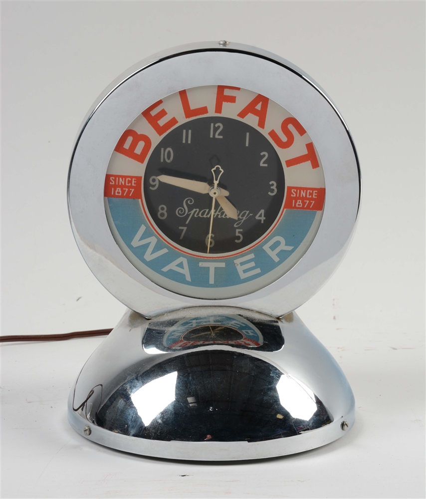Lot Detail BELFAST SPARKLING WATER REVERSE ON GLASS DESK TOP GLO DIAL