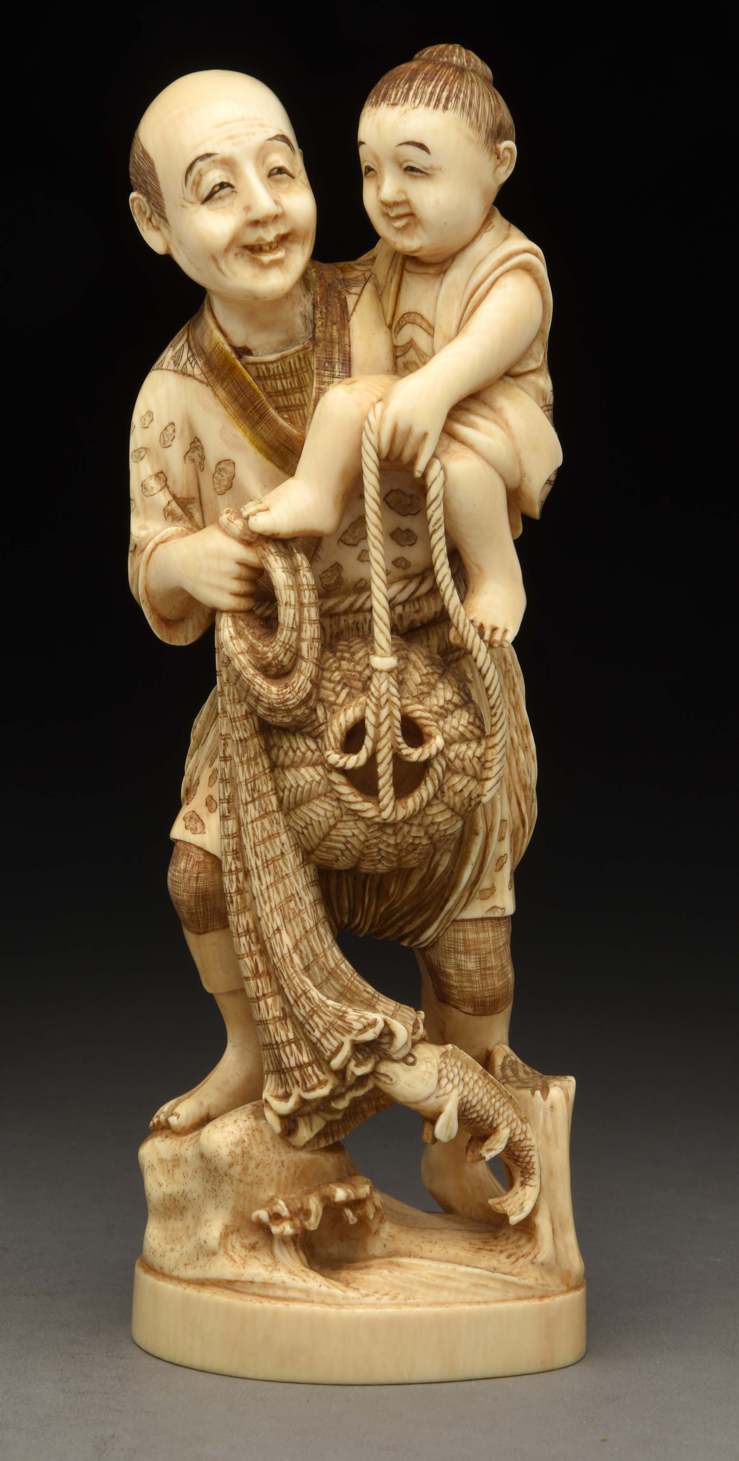 Lot Detail HIGHLY CARVED IVORY JAPANESE FIGURINE.