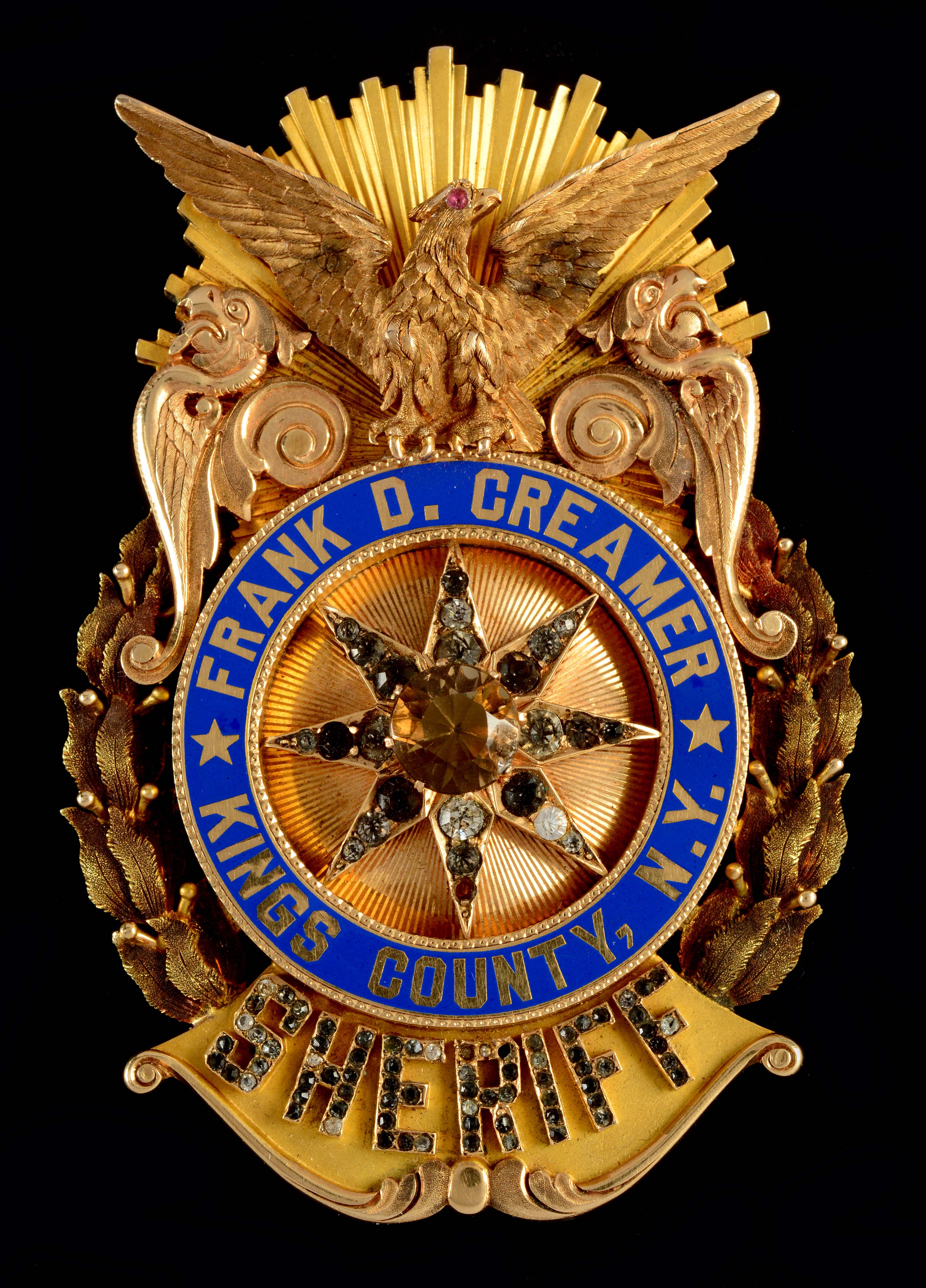 Lot Detail FRANK D. CREAMER'S 14K GOLD SHERIFF BADGE FOR KINGS COUNTY