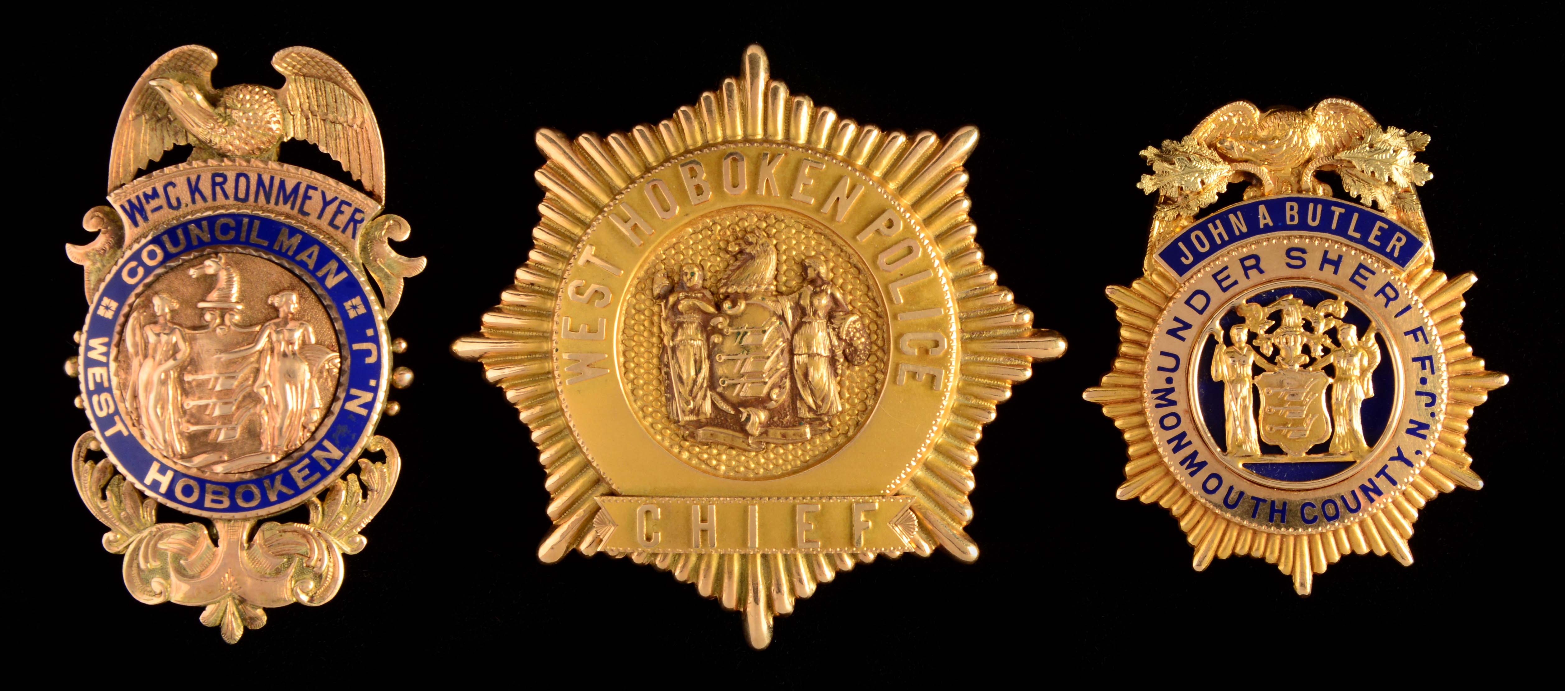 Lot Detail LOT OF 3 14K GOLD NEW JERSEY BADGES.
