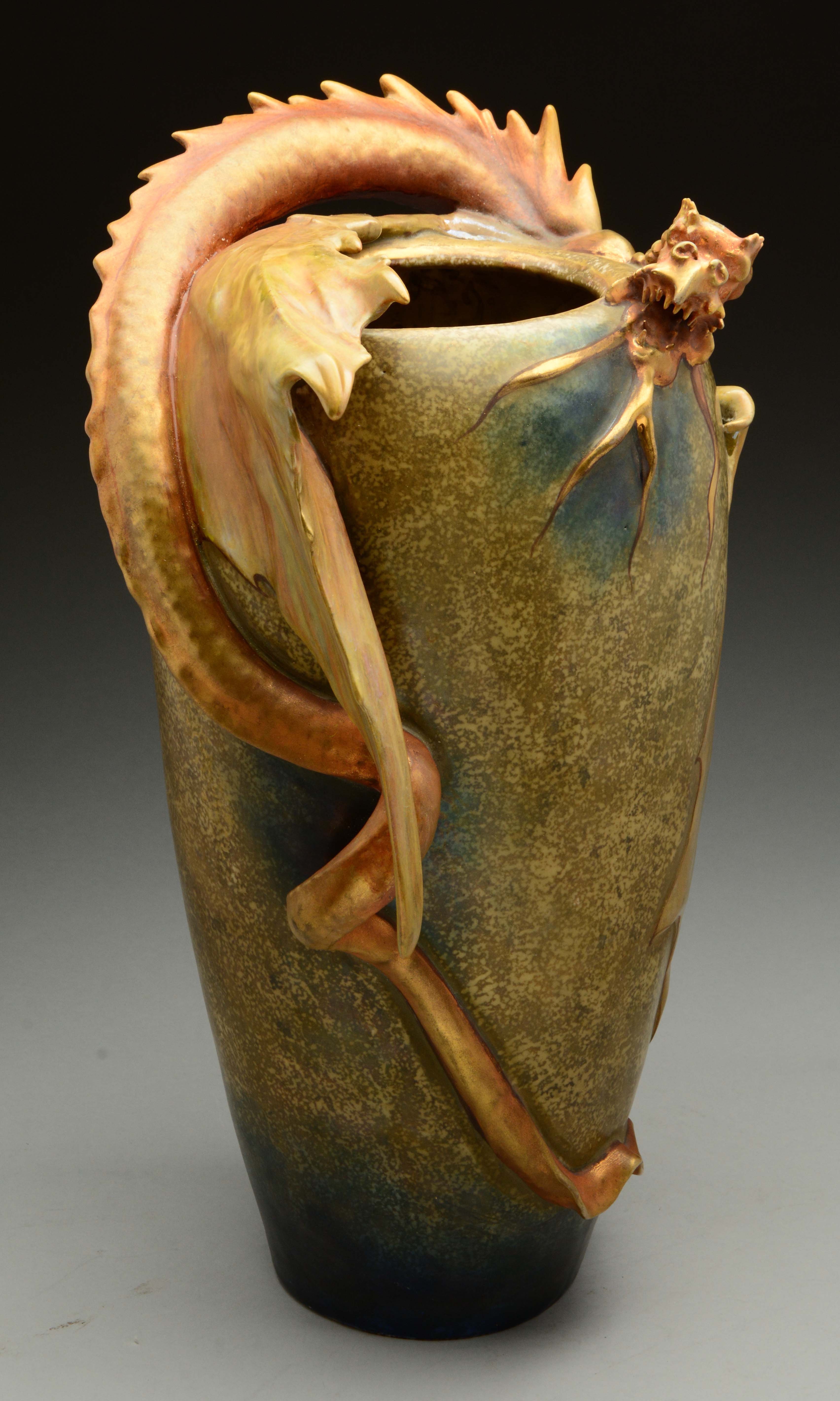 Lot Detail AMPHORA CERAMIC MONUMENTAL DRAGON VASE.